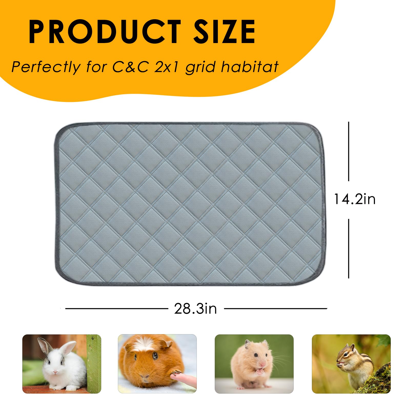 Mooydee 4 Pack Guinea Pig Cage Liners For C&C 2X1 Habitat Washable Guinea Pig Bedding Super Absorbent | Waterproof | Non Slip| R