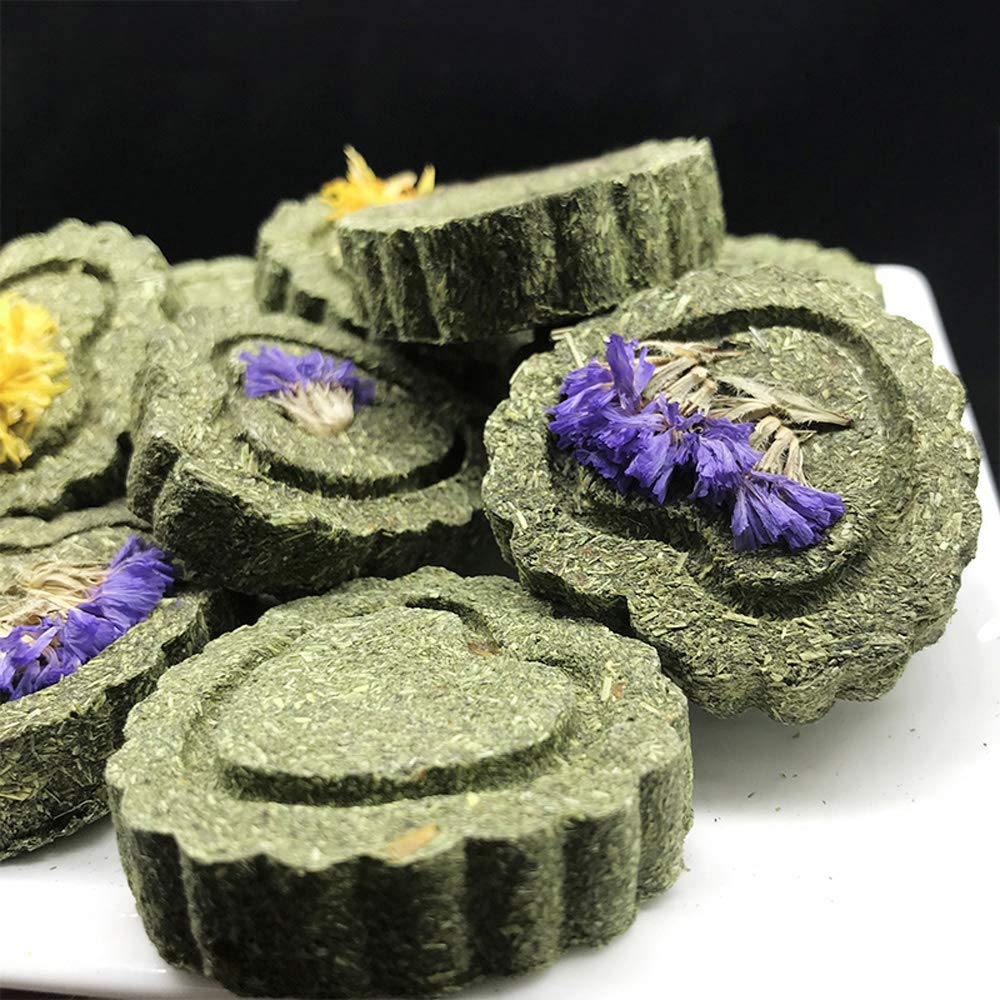 Pesandy Bunny Chew Toys For Teeth, Natural Pet Chew Toy Hand Made Timothy Hay Cakes For Chinchilla Guinea Pig Hamsters Holland Lop Prairie Dogs Squirrels Gerbils Rabbit Chewing & Molar Teeth, 9.5Oz