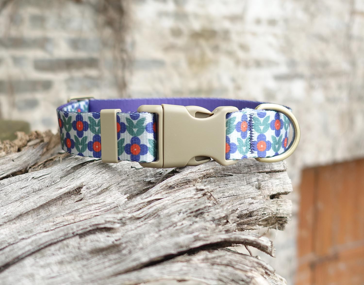 Yudote Designer Dog Collar In Floral Pattern Cute Dog Collars For Small Medium Large Dogs And Puppy (Purple Flower,L)