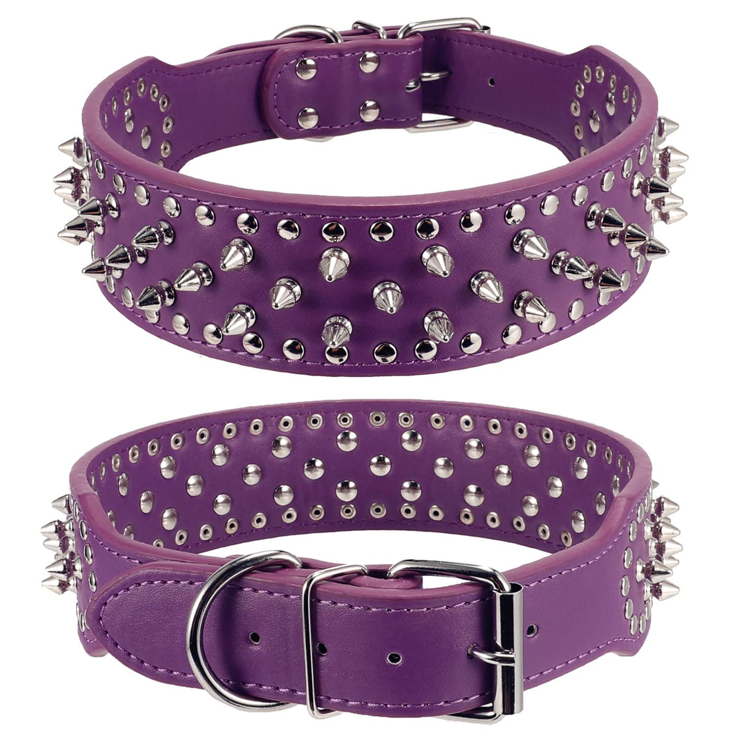 Btdcfy Pu Leather Adjustable Spiked Studded Dog Collar 2''