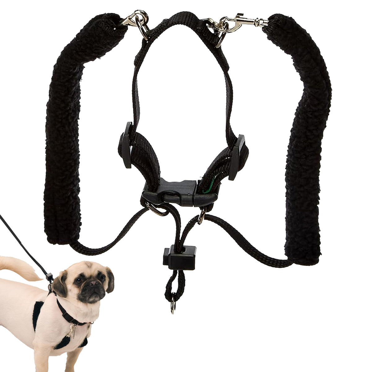 Sporn Original Training Halter, No Pull Harness Medium Size Dog With Black Padded Sherpa Sleeves, Breathable No Pull Dog Harness Medium Sized Dog, Provides To All Medium Sized Breeds