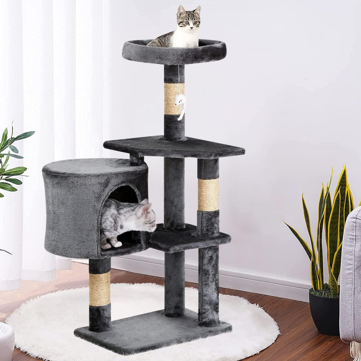 Heavy Duty Cat Tree,36 Inch Tall Cat Tower,Cozy Condos,Scratching Posts,Sisal Rope,Multi-Level Perches Platforms For Indoor Cats