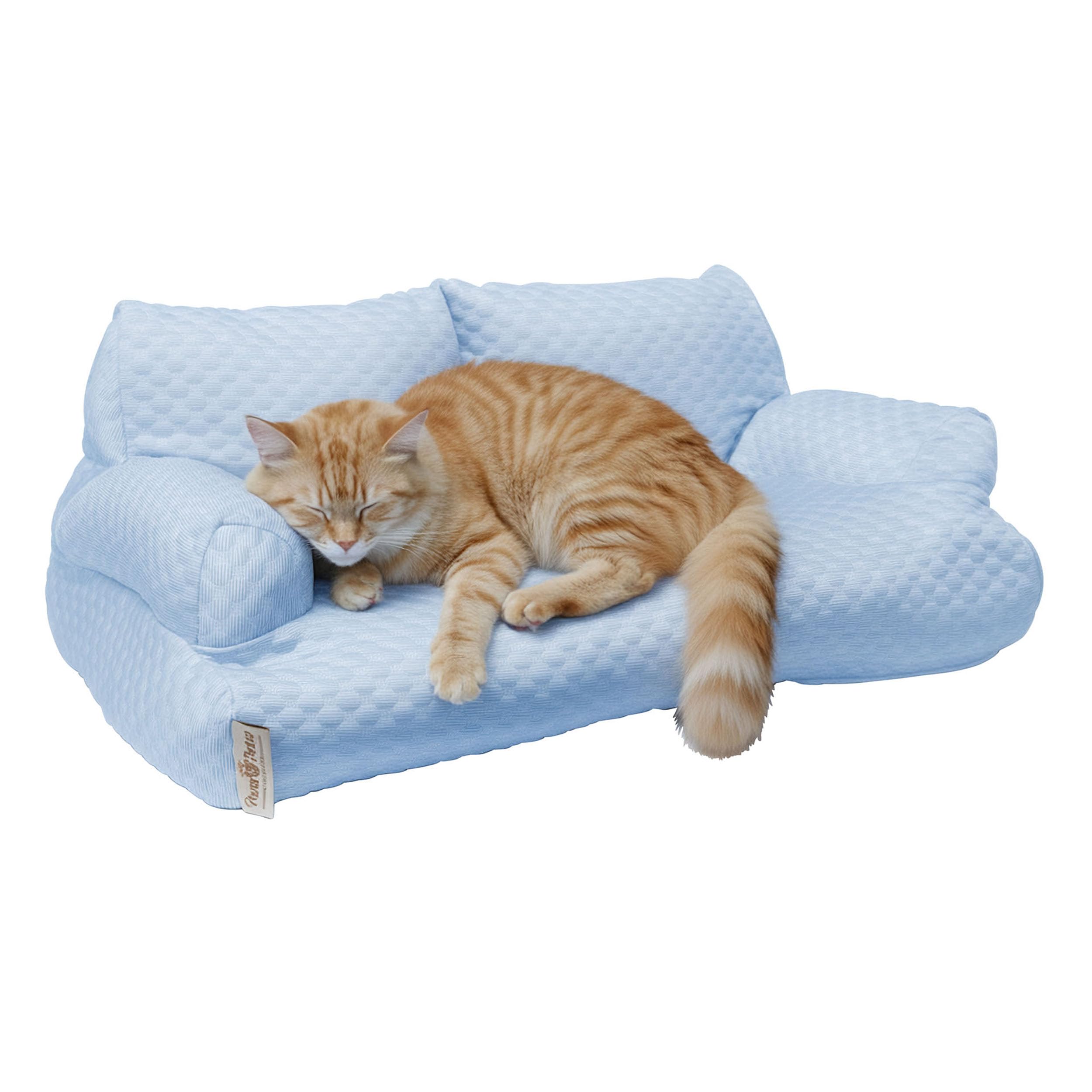 Paws & Purrs Cooling Pet Sofa Bed for Small Dogs or Cats, Breathable Fabric, Supportive Bolsters, Removable Washable Cover, Non