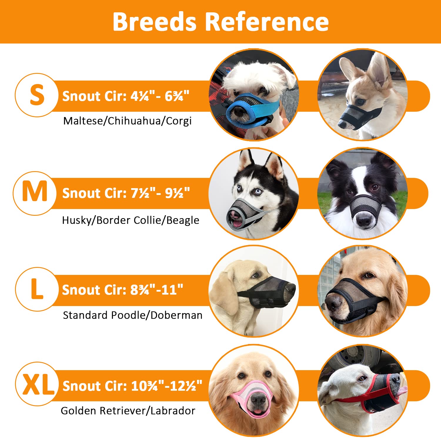 Mayerzon Dog Muzzle with Adjustable Strap to Prevent Biting Fierce Barking and Chewing, Air Mesh Breathable Pet Muzzles for Smal