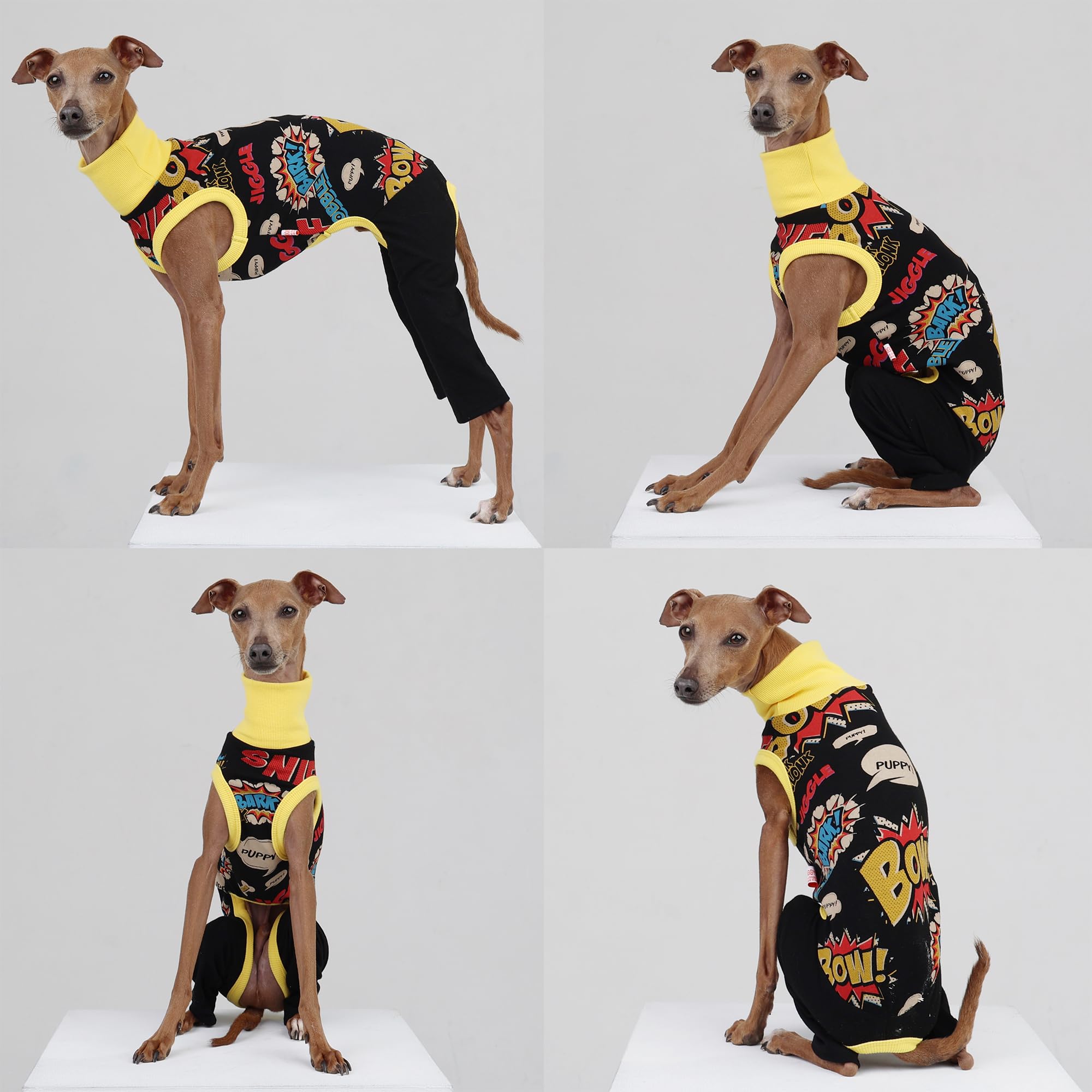 D Doggy Star Italian Greyhound Clothes Stretchable Bow Sleeveless Onesie Whippet For Dog (3Xl,Onesie Bow Black)