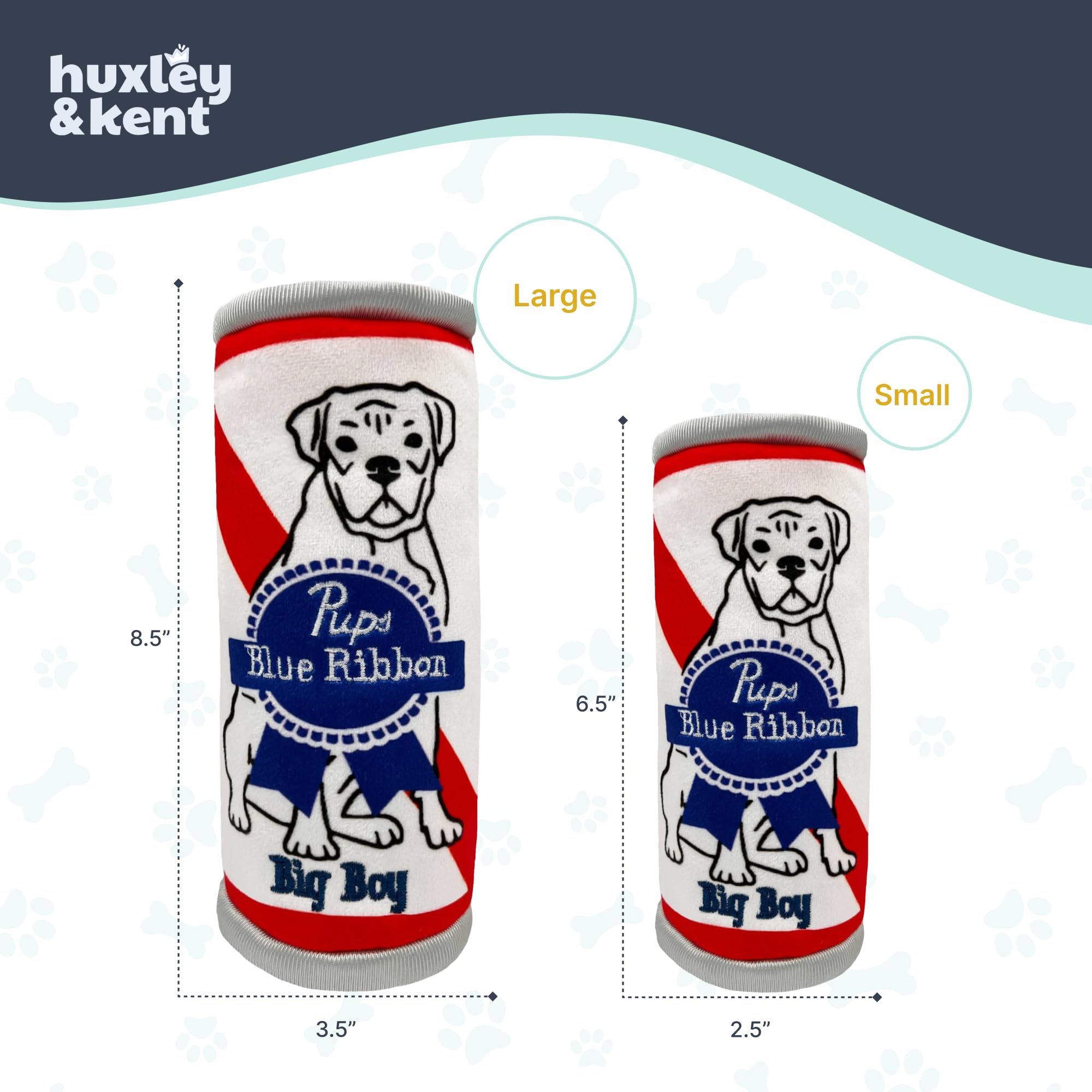 Huxley & Kent For Dogs - Pups Blue Ribbon (Small) - Power Plush Dog Toy With Squeaker - Funny Dog Toy - H&K Squeaky