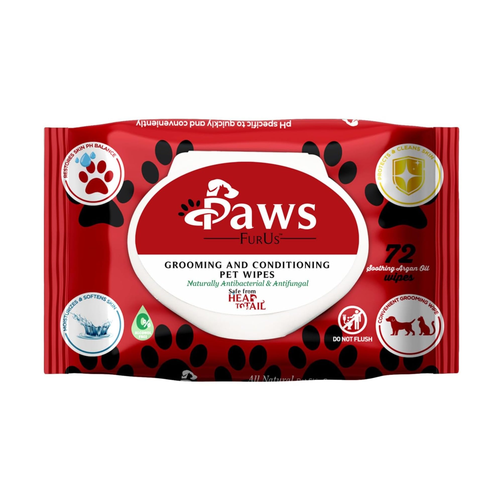 PawsFurUs Pet Wipes All-Natural Antibacterial & Antifungal Pet Wipes