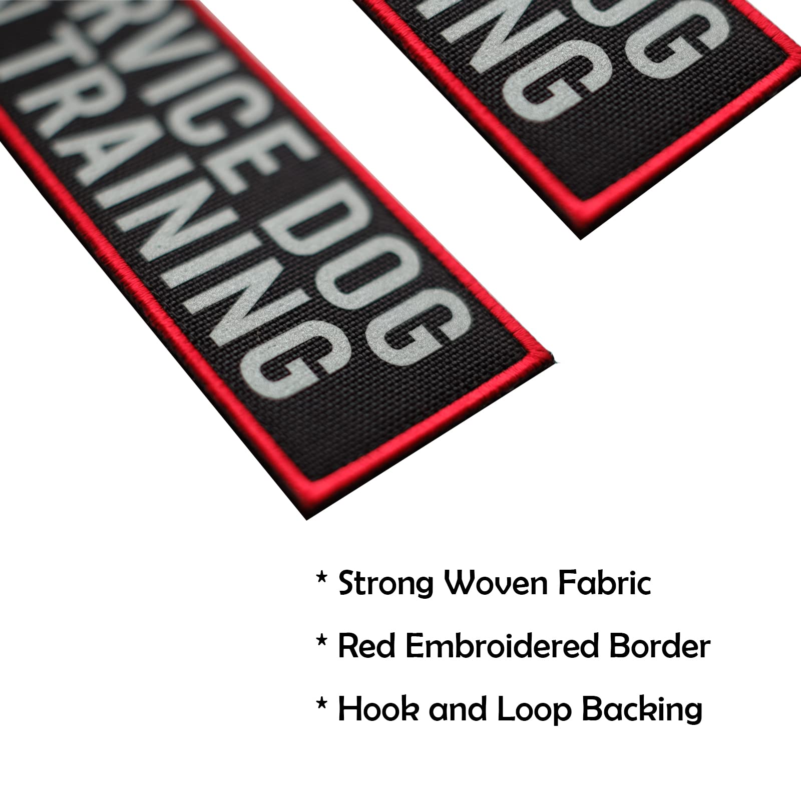 FITZNORA 2 Pcs Reflective Service Dog in Training Patch Set with Hook and Loop Fastener, Embroidered Border with Printed Letters