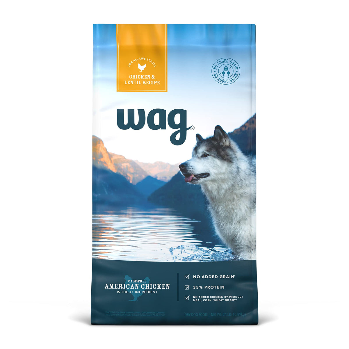 Amazon Brand - Wag Dry Dog Food Chicken & Lentil Recipe (24 Lb. Bag)