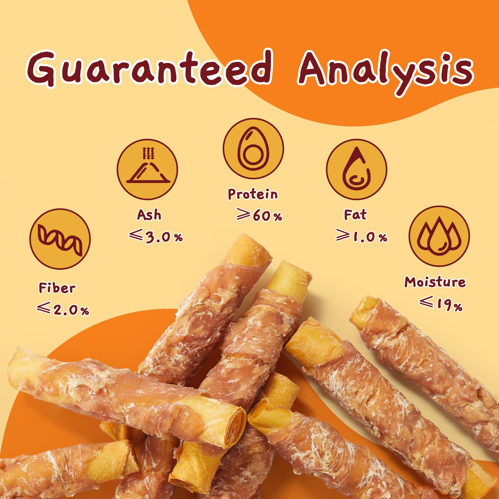 Jungle Calling Dog Treats Smoked Chicken Wrapped Rawhide Rolls, High Protein Dog Chews, Rawhide Chews for Medium and Large Dogs,