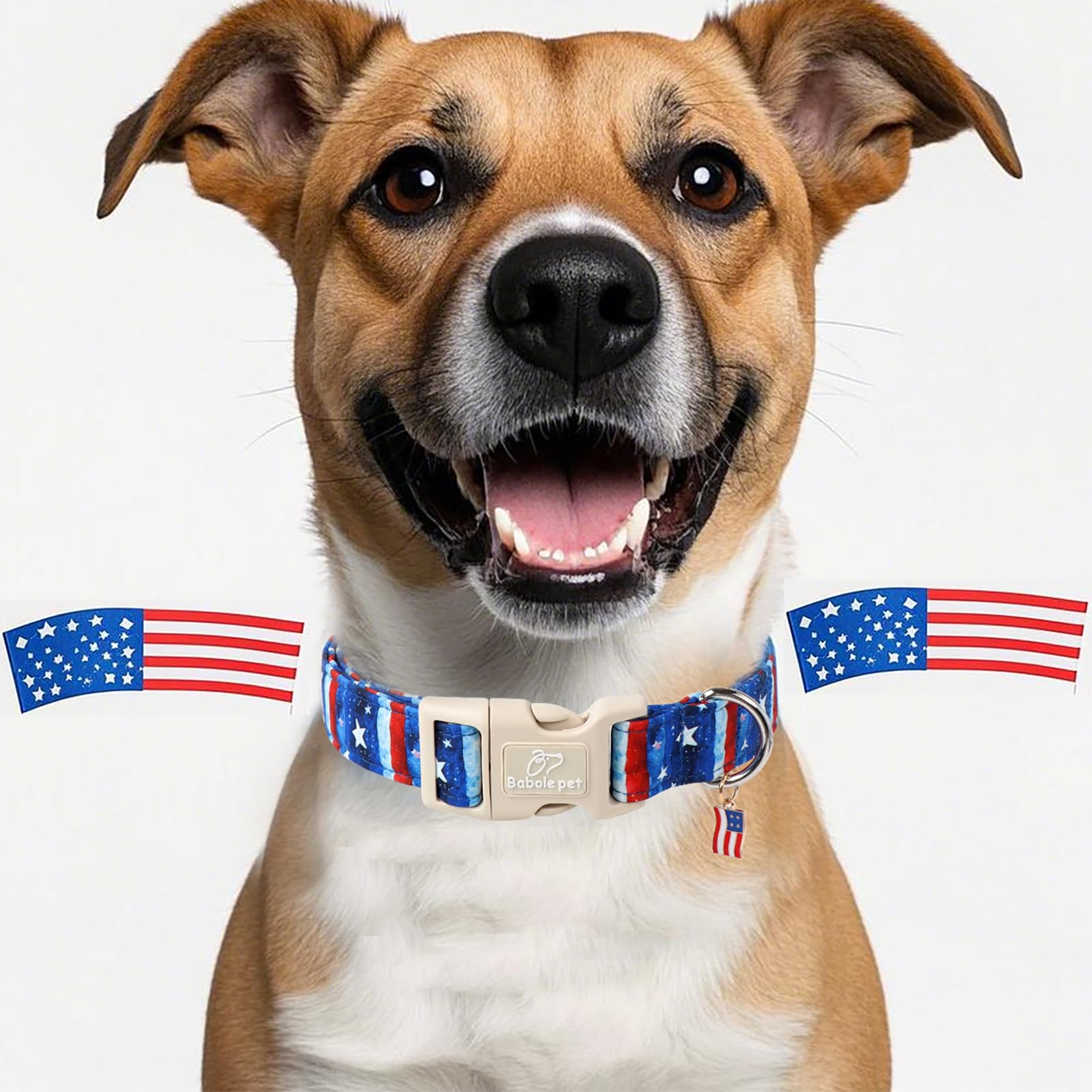 Babole Pet 4Th Of July Dog Collar, Stars & Stripes Patriotic Dog Collars For Giant Large Dogs, Adjustable Lightweight Quick-Rele
