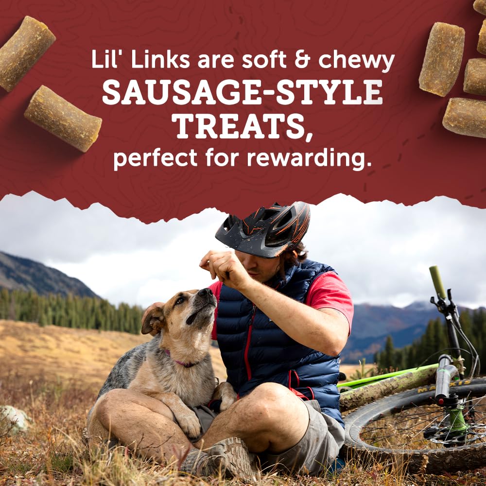 Zukes Lil Links Dog Treats for Dogs, Snacking Sausage Treats for Dogs, Made with Real Duck & Apple, 6 oz. Resealable Pouch - 6 o