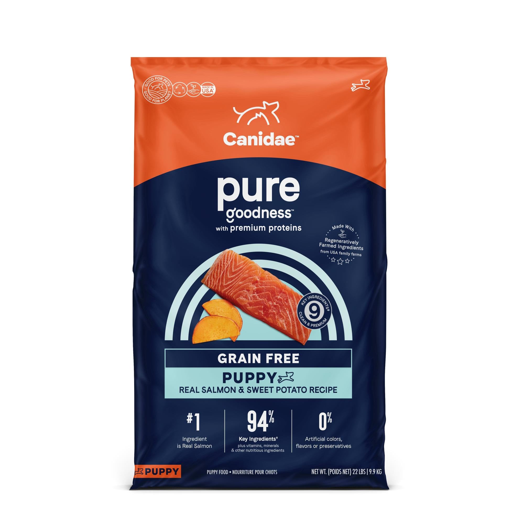 Canidae Pure Grain Free Dry Puppy Food, Real Salmon & Sweet Potato, 22 lbs.