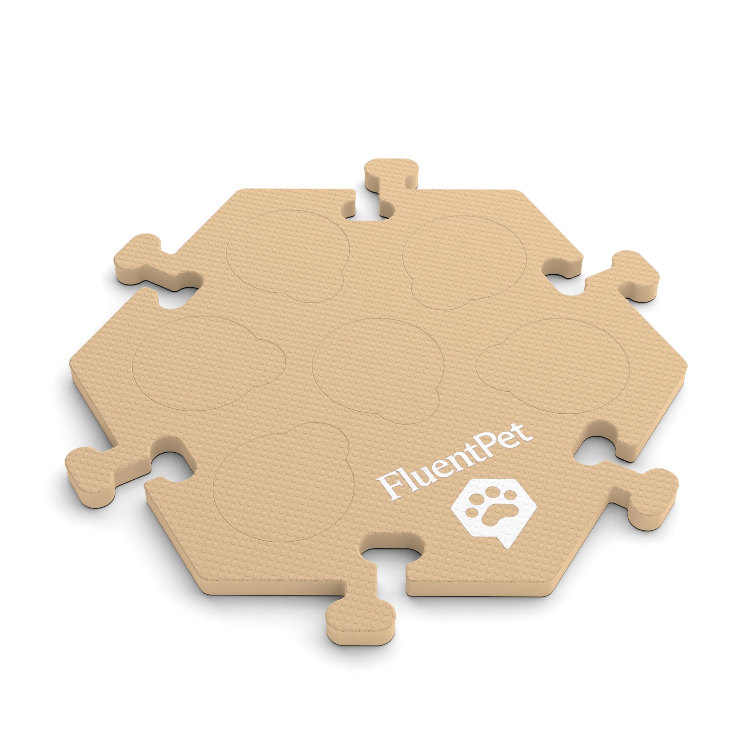 Fluentpet Hextile - Medium Beige | Accessory Dog And Cat Button Learning Kits | Can Hold Up To 6 Buttons | Soft, Durable, And No