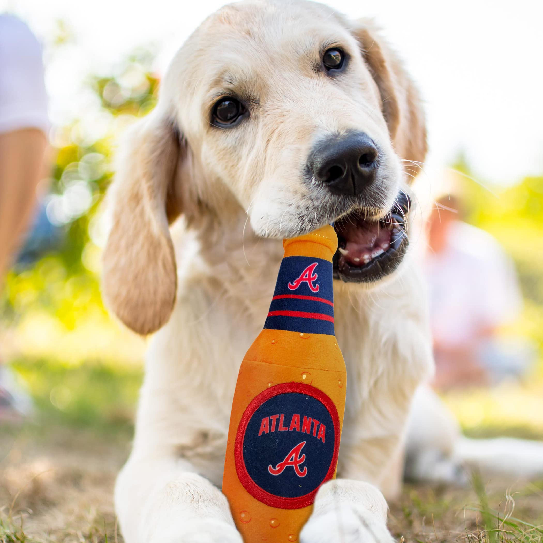 Pets First Mlb Atlanta Braves Stadium Beer Bottle Plush Dog Toy-Cutest Plush Toy For Dogs & Cats With Inner Squeaker & Premium E