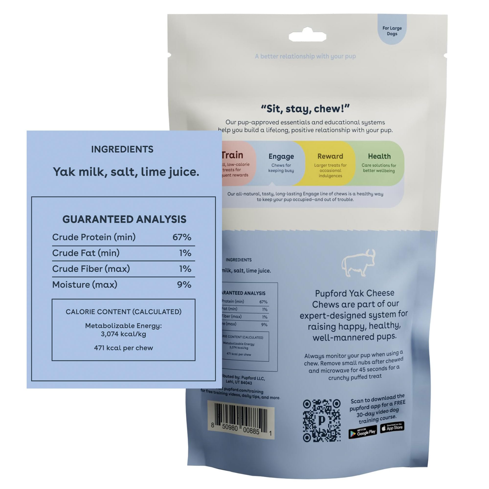 Pupford Yak Cheese Chews for Dogs & Teething Puppies, Natural, Long-Lasting Himalayan Dental Treats (3 Pack Small)