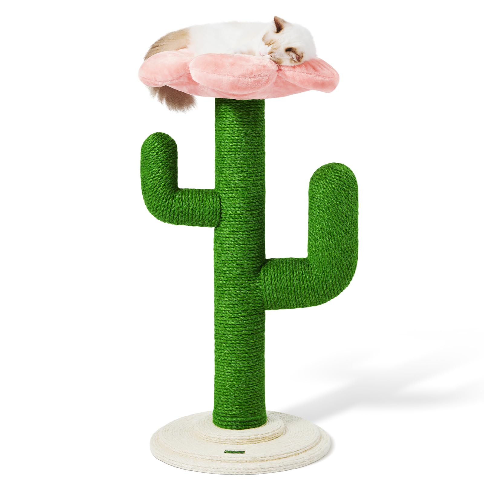 Vetreska Cat Scratching Post Cactus Cat Scratchers For Indoor Cats, 41.3' Tall Vertical Cat Tree With Hammock, Full Wrapped Sisal Rope Cat Scratch Post For Adult Cats And Kittens