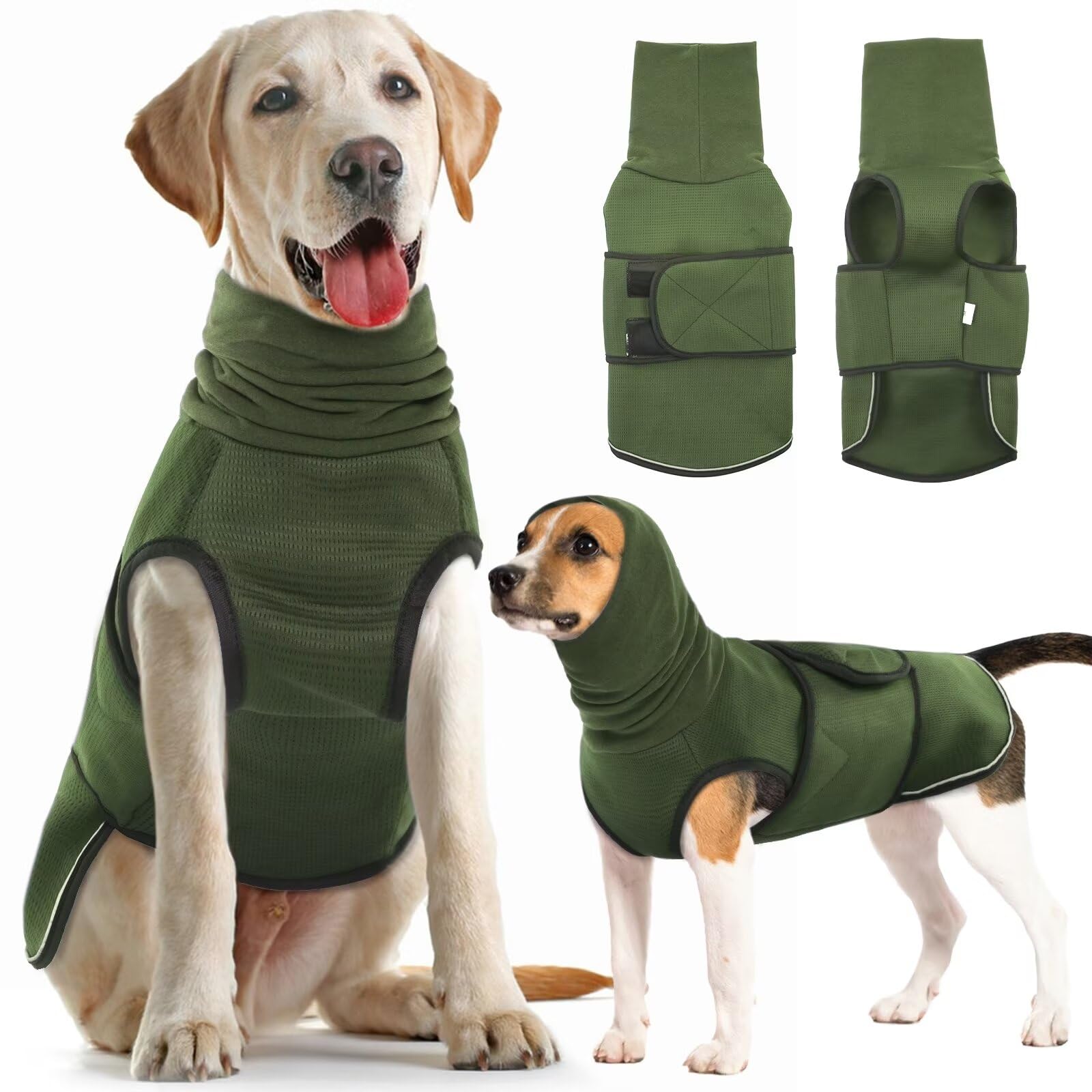 Idomik Dog Anxiety Calming Hoodie,Breathable Dog Anxiety Jacket Vest Coat For Thunderstorms,Fireworks,Vet Visits,Separation,Adju