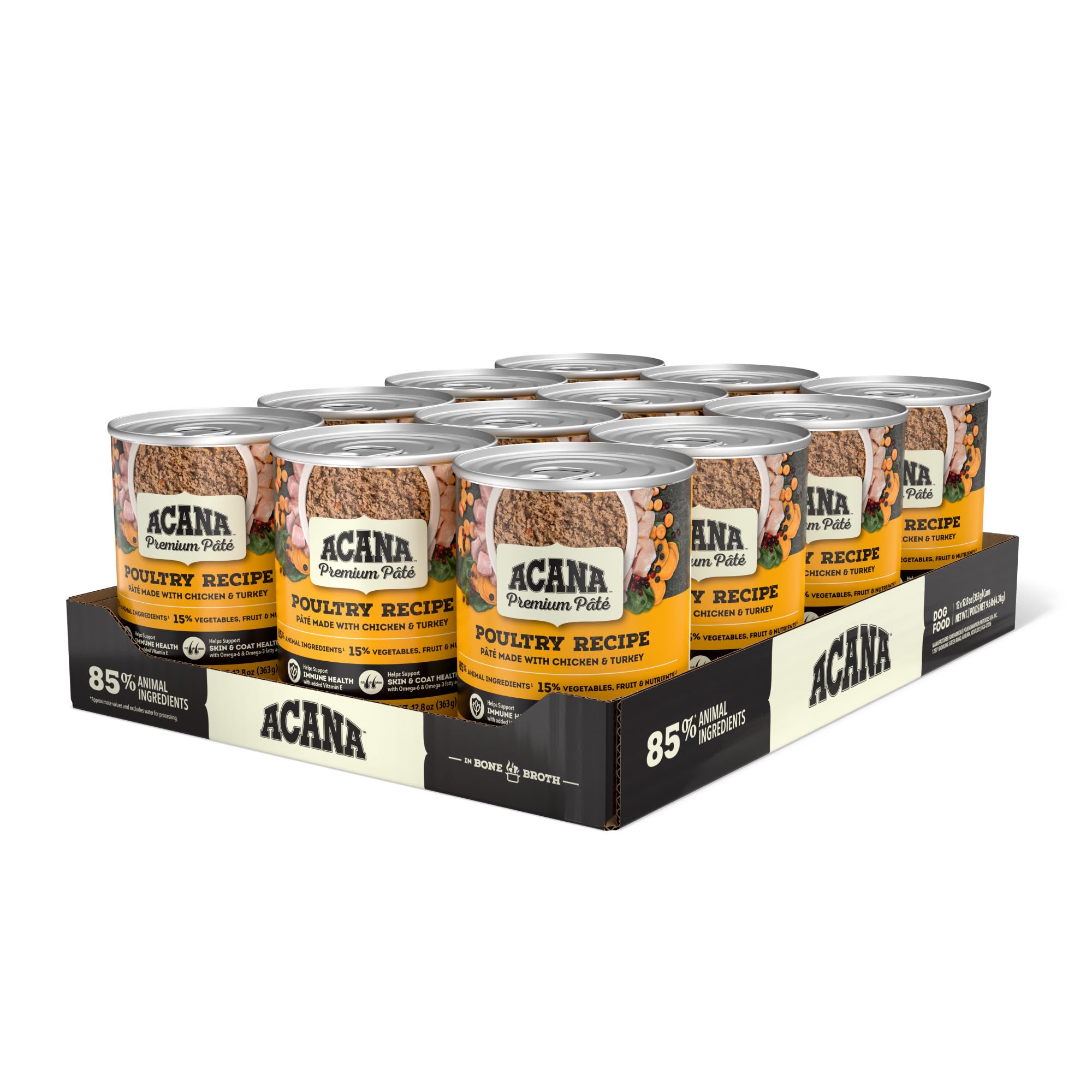 ACANA Premium Pate in Bone Broth Grain-free Wet Dog Food Poultry Recipe 12.8oz Cans (12 Count)