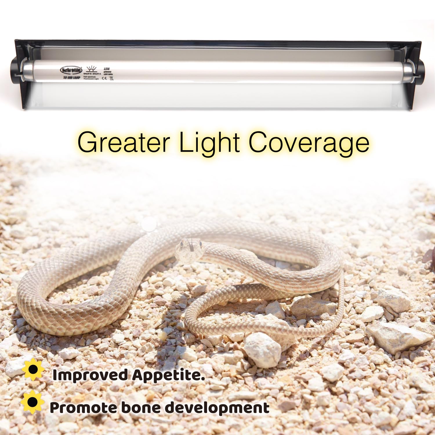 Reptiking T8 Uvb Reptile Light, 15W Uvb Light Fixture And 10.0 Uvb Lamp Tube Kit, For Desert-Dwelling Reptiles, Bearded Dragon U