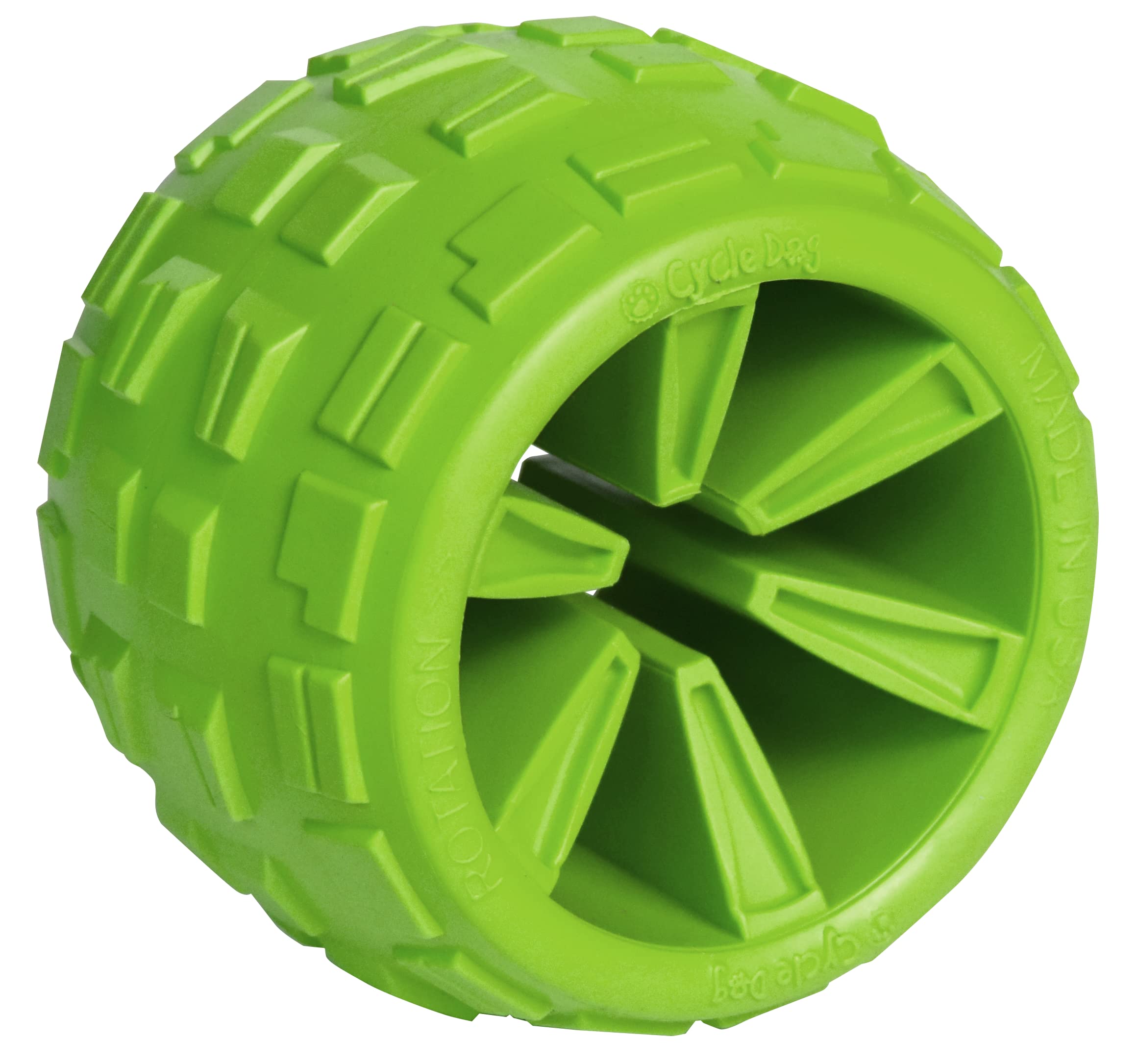Cycle Dog High Roller Plus Large Green Erratic Bounce Treat Hiding Ball - Tough & Sustainable Chew Toy/Great for Play and for Ag