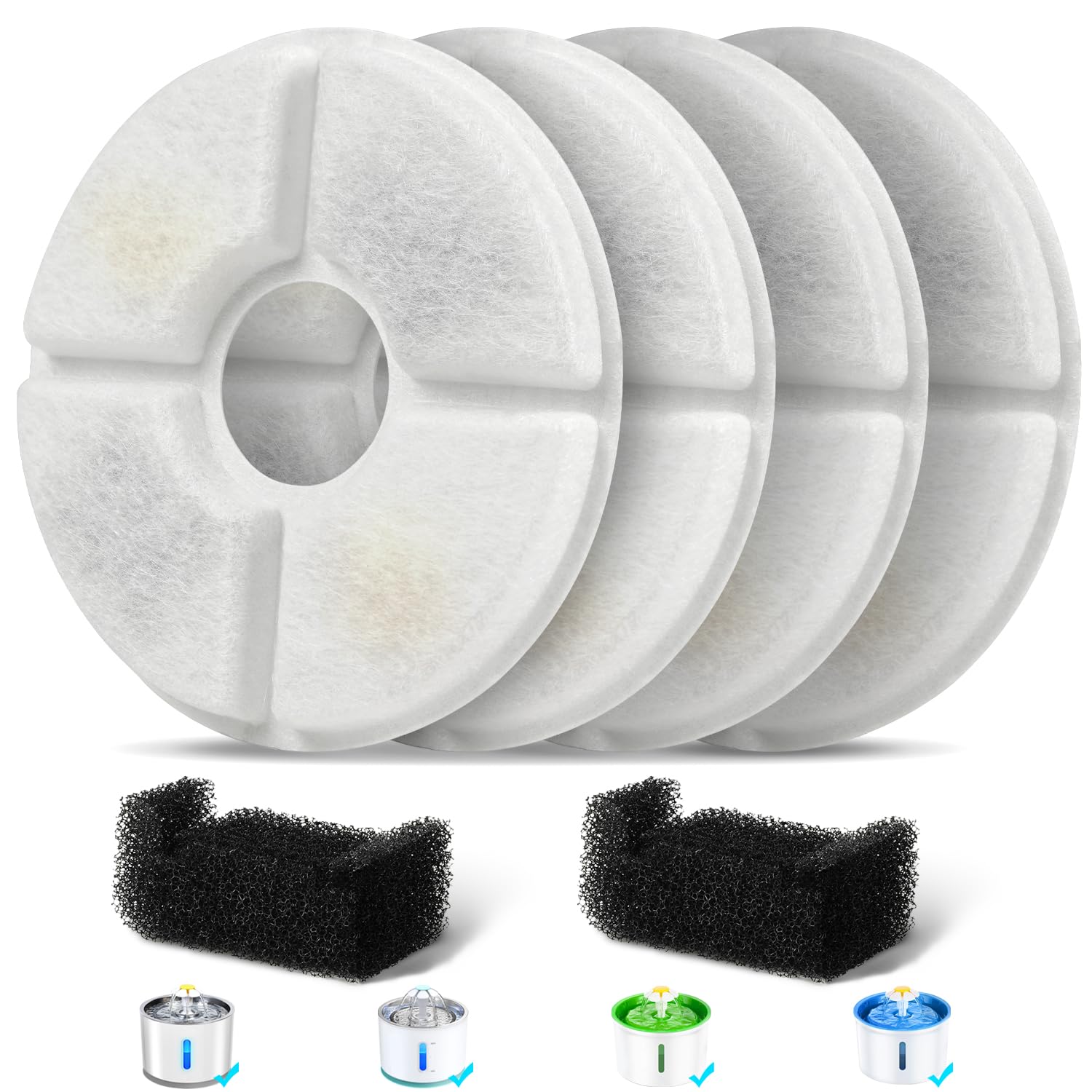 Filters Replacements For Flower Automatic Pet Fountains, Cat Water Fountain Replacement Parts And Dog Water Dispensers Filters F