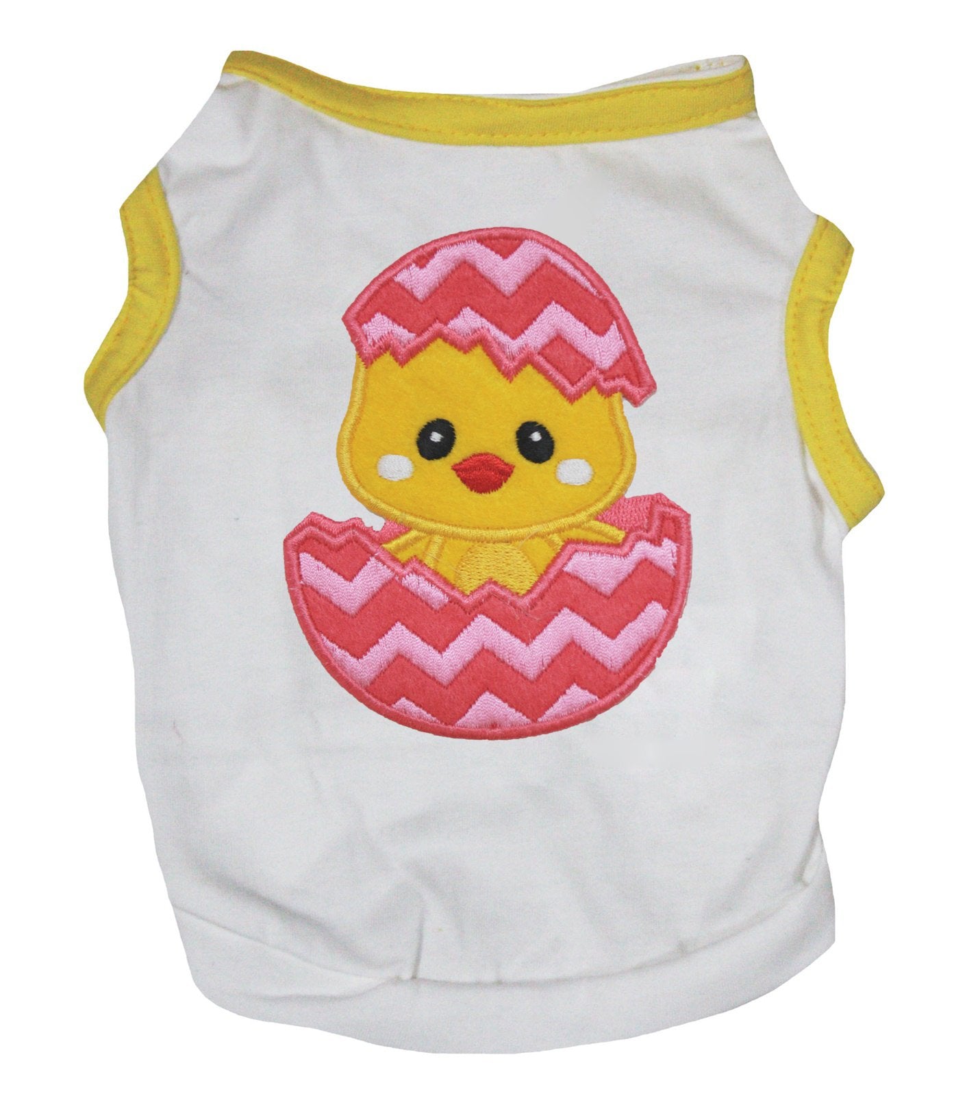 Petitebella Chick Egg Puppy Dog Shirt (White/Yellow, Small)
