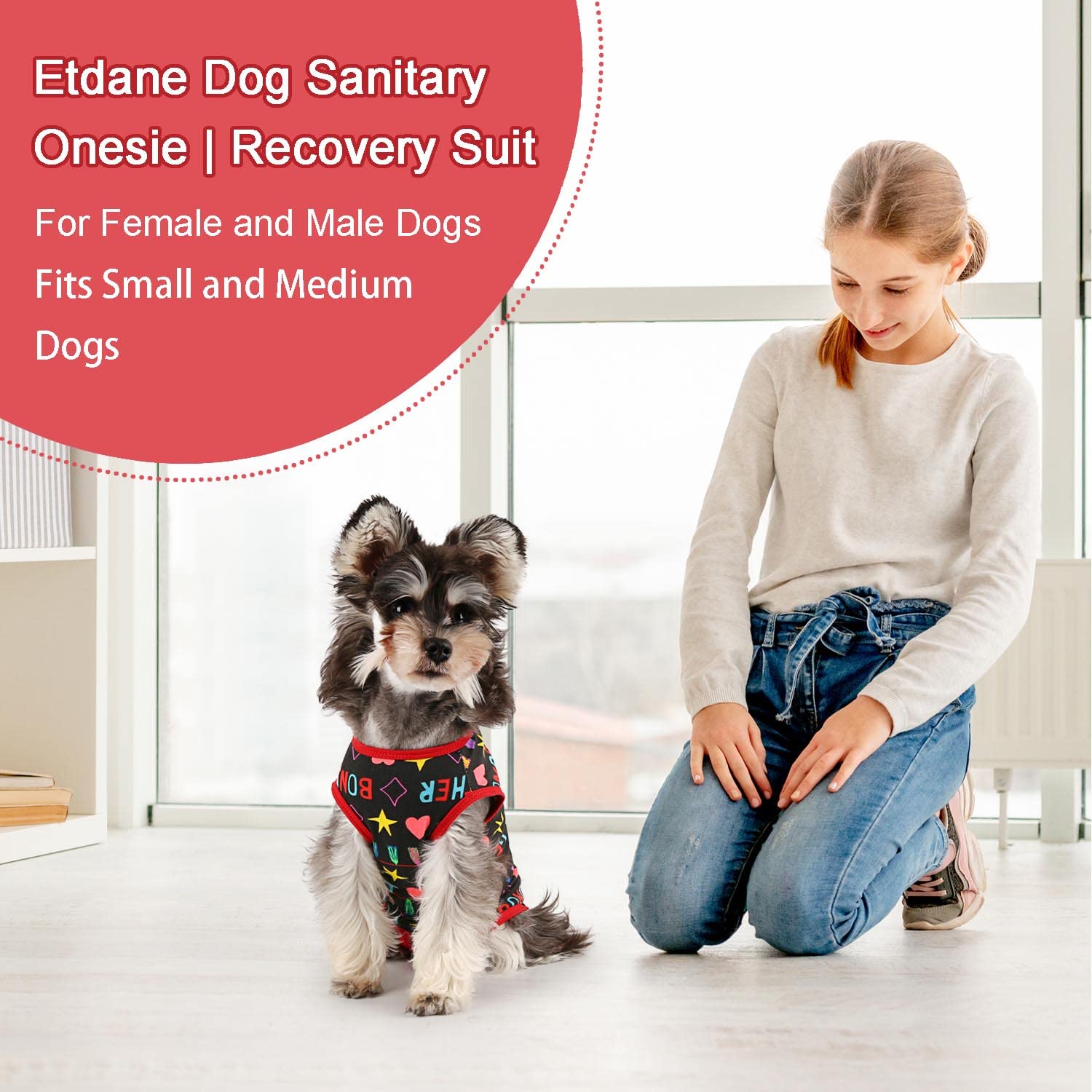 Etdane Dog Diapers Sanitary Panties Pet Period Onesie Surgical Recovery Suit After Surgery Wear For Female Male Dogs (Xl(Chest G