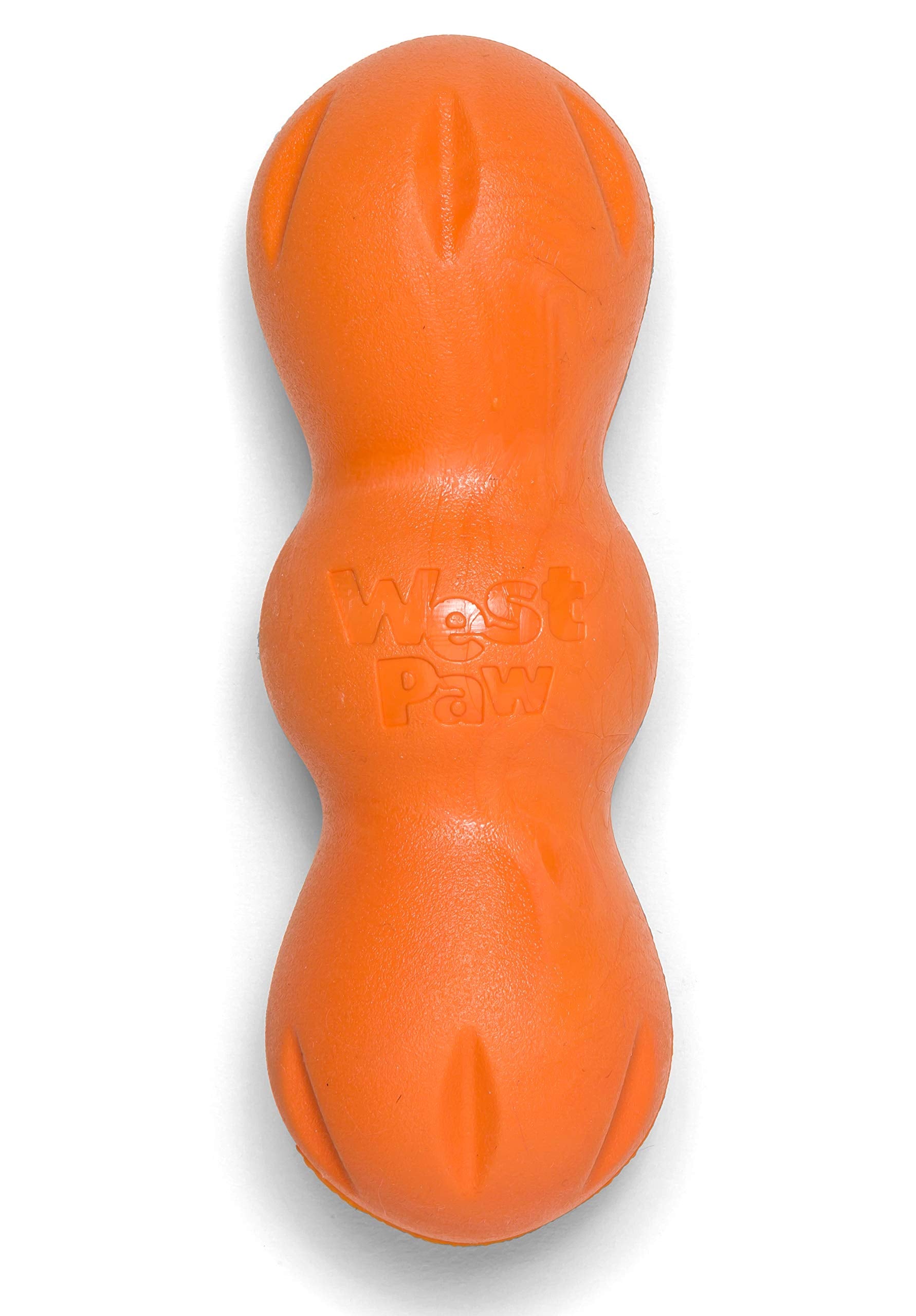 West Paw Zogoflex Rumpus Dog Chew Toy – Floatable Toy For Dogs, Aggressive Chewers – Puppy Chewing Toys For Catch, Fetch – Recyclable, Dishwasher-Safe, Small 5.25', Tangerine