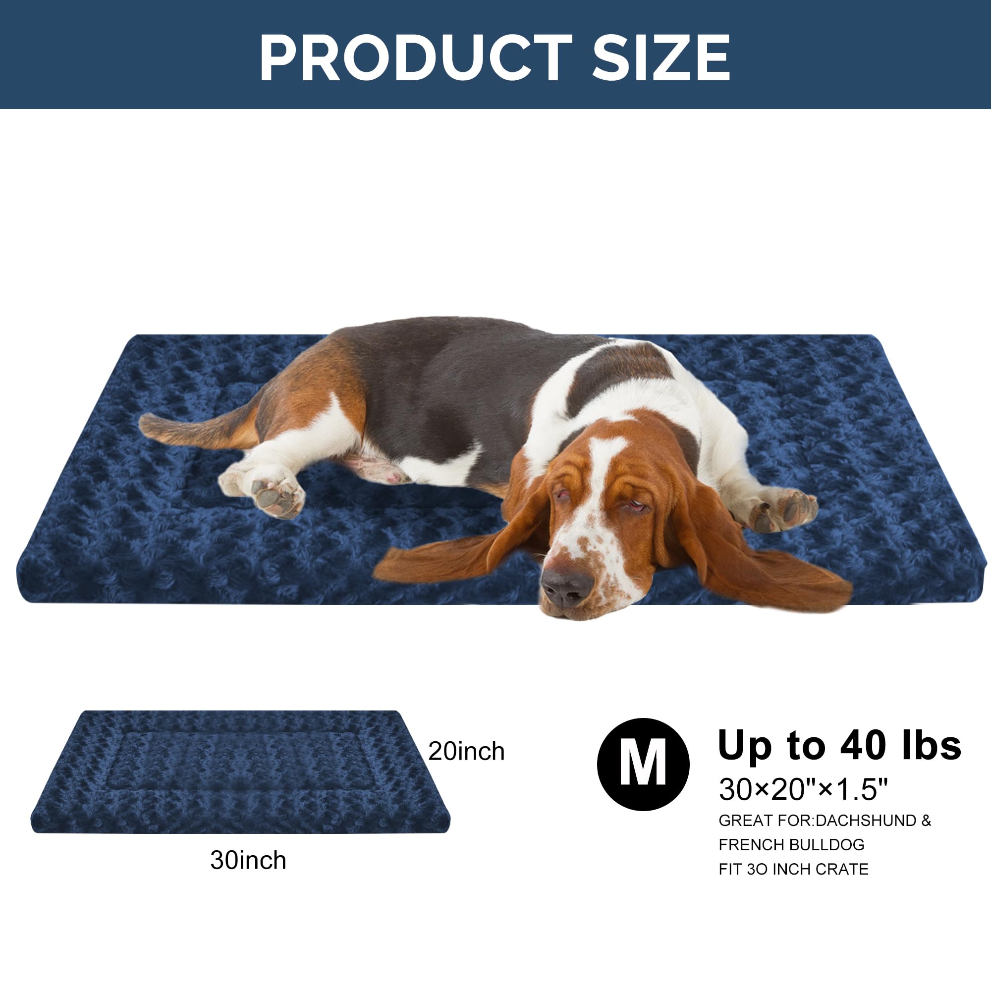 Dog Beds Crate Pad, Dog Bed Mat For Medium Dogs Sleeping, Soft, Durable, Washable & Anti-Slip Crate Pads, Reversible Kennel Mat