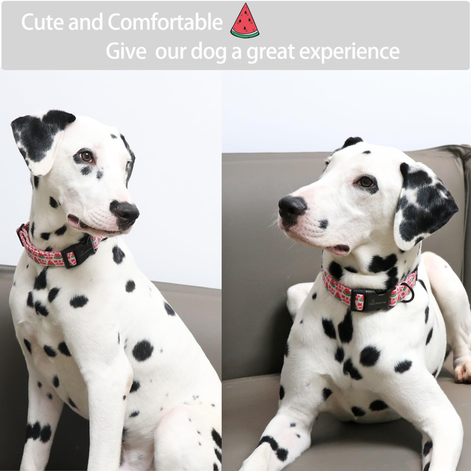 Aring Pet Summer Dog Collar-Cute Watermelon Dog Collar For Large Dogs, Adjustable Soft Cotton Girl Dog Collars For Small Medium Large Dogs, Large