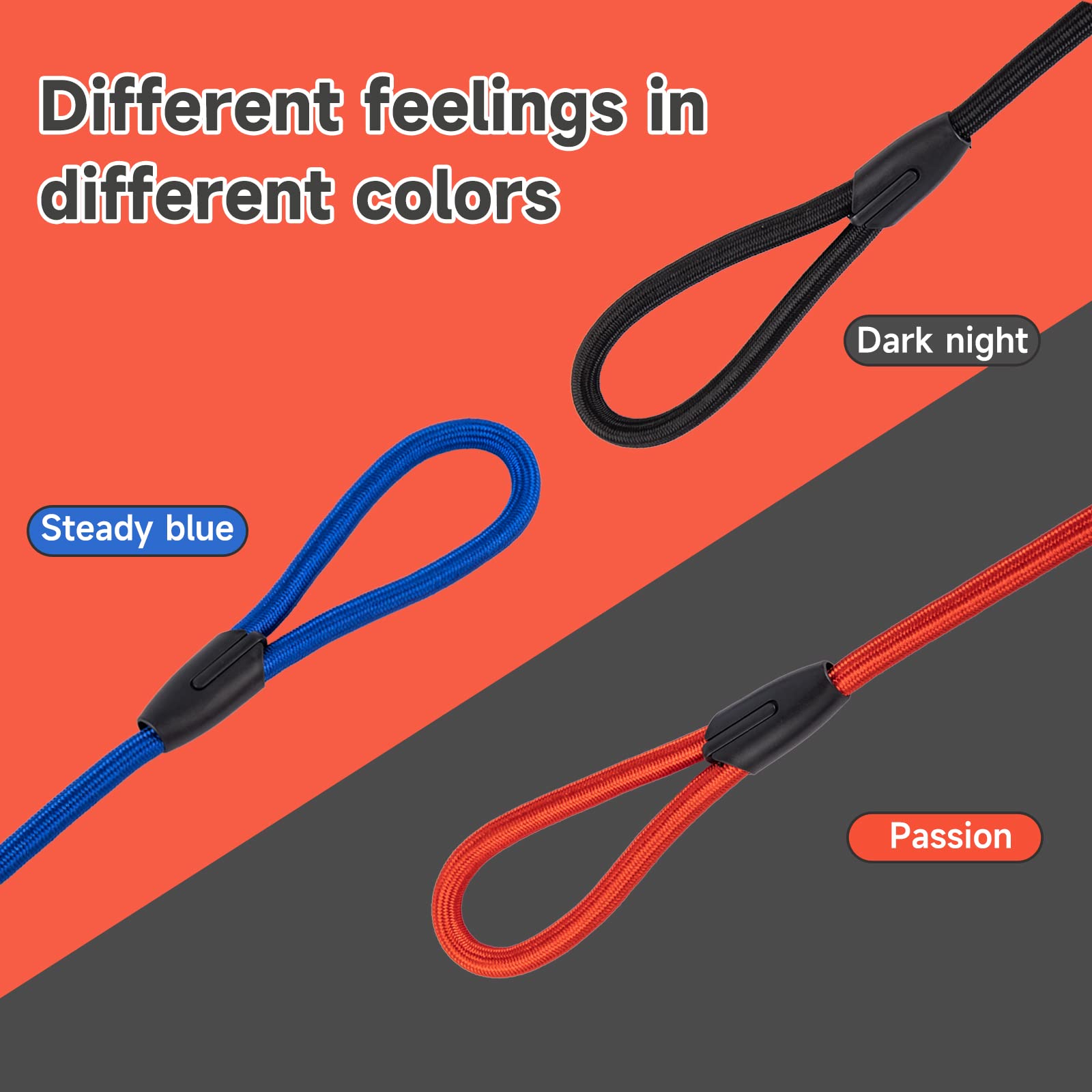 Fovrlzse 3-Pack Heavy-Duty Nylon Adjustable Slip Leads For Dogs - Red, Black, Blue - Adjustable, Durable & Night-Safe