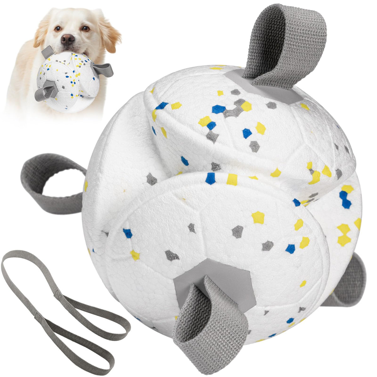 Moonorange 6 Inch Dog Toys Soccer Ball With Nylon Straps Interactive Durable For Tug Of War Water Gifts For Puppy Birthday Indoo