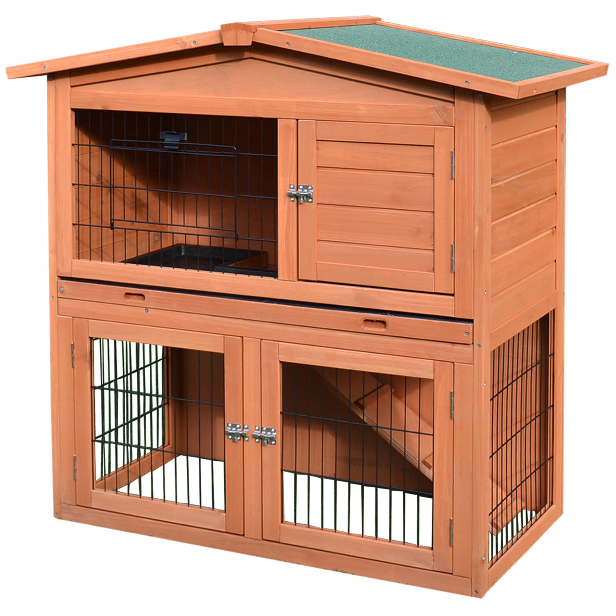 Pawhut 40'' Wooden Rabbit Hutch Small Animal House Pet Cage