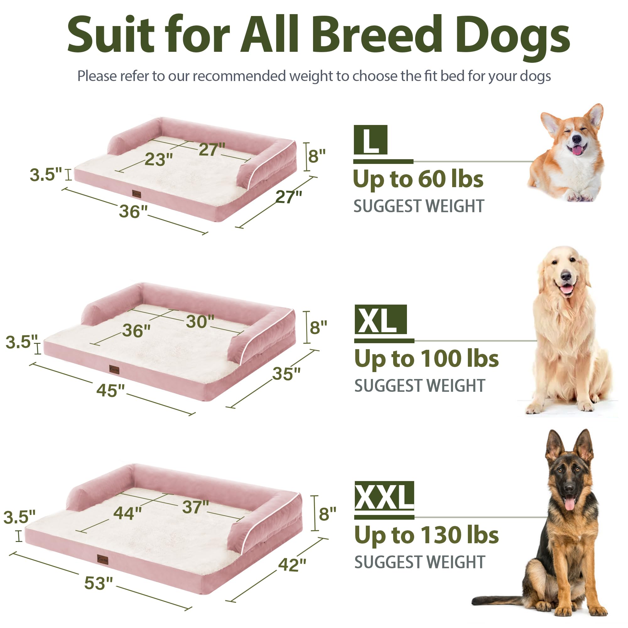 Casa Paw XXL Dog Bed with Bolsters, Orthopedic Dog Beds for Extra Large Dogs, Waterproof Dogs Beds XLarge with Removable Washabl