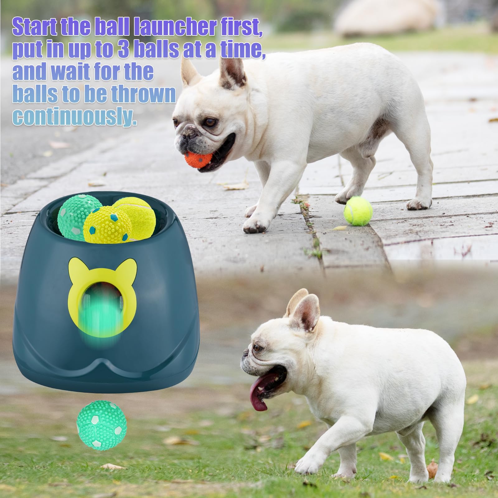 Wigglytail Automatic Ball Launcher For Dogs, Dog Fetch Ball Thrower Launcher, 4 Adjustable Distances, Interactive Pet Self Playi