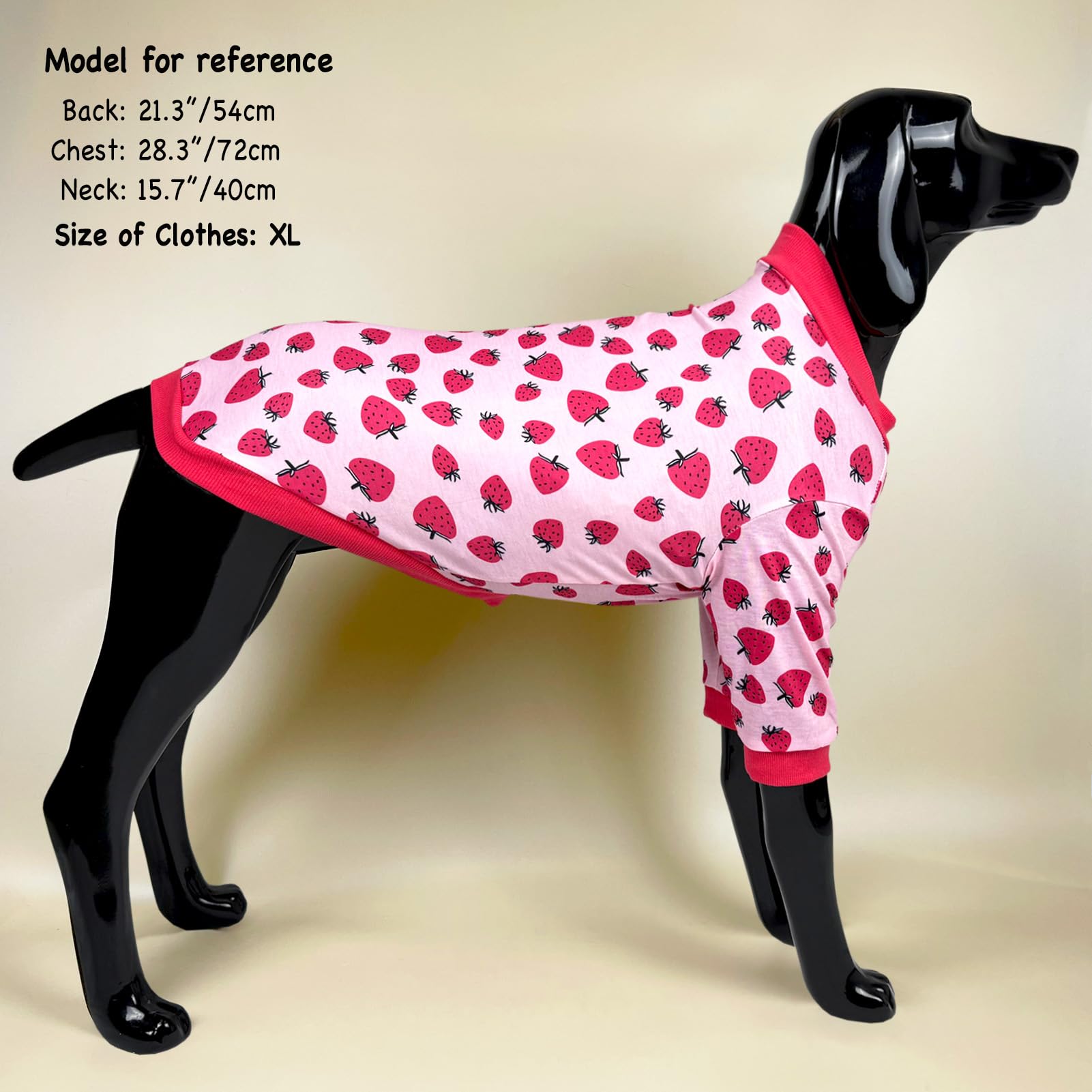 D.E.E Dog Shirt For Large Dogs Summer Cotton Dog Clothes Lightweight Tank Top Female Big (Strawberry, 2Xl)