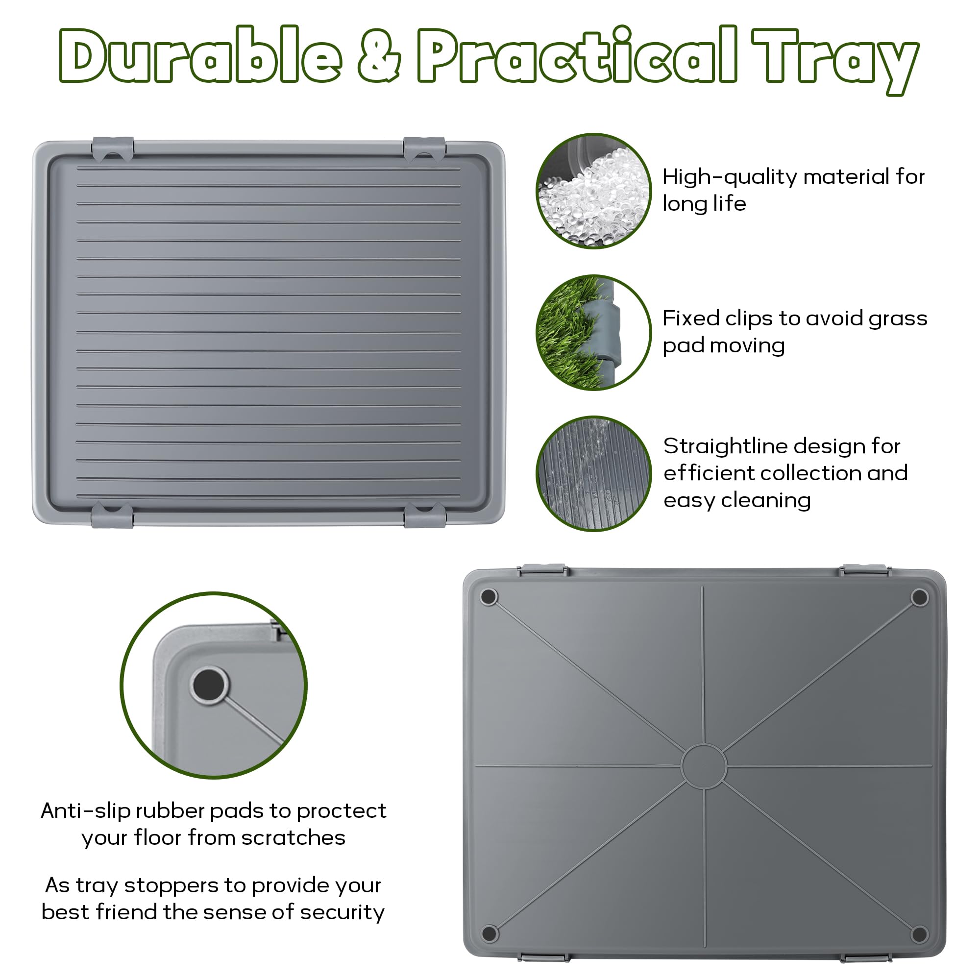 Dog Grass Pad with Tray: Reusable Training Pad with 2-Pack Replaceable Artificial Grass - Quick Absorbent Indoor Portable Dog Pa