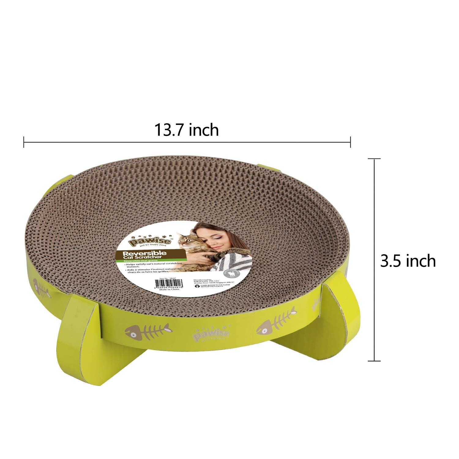 Pawise Ufo Style Cat Scratcher Cardboard Pad, Reversible Scratching Lounge & Relaxing Bowl For Cats