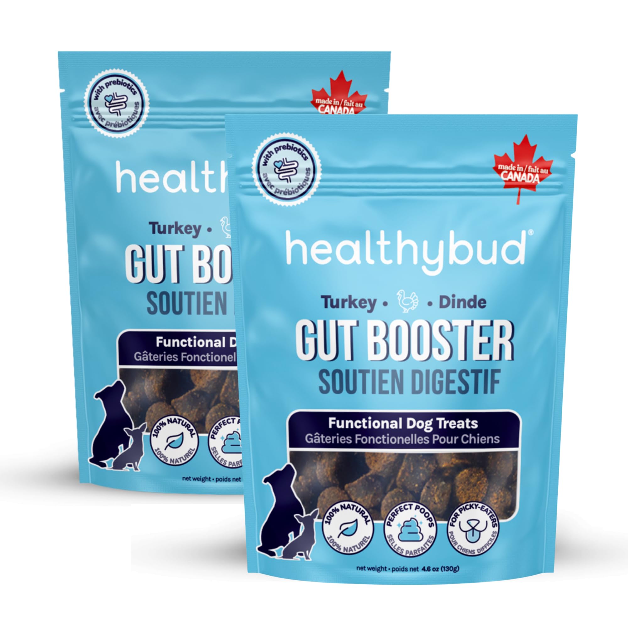 healthybud Turkey Dog Probiotic Chews - Gut Health Support - Prebiotic, Fiber & Vitamin, Puppy Liver Bites for Sensitive Stomach