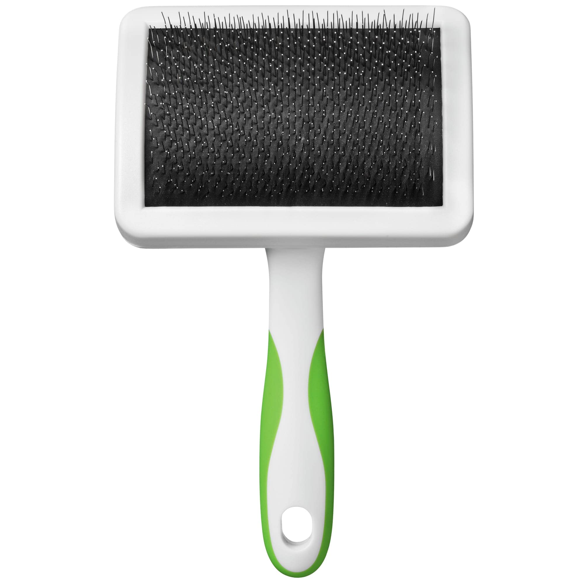 Andis 65710 Self-Cleaning Animal Slicker Brushes With Curved Stainless-Steel Bristles For All Breeds - Reduces Shedding By Up To 90%, Removes Tangles, Dirt & Loose Hair – Large, Green,Black