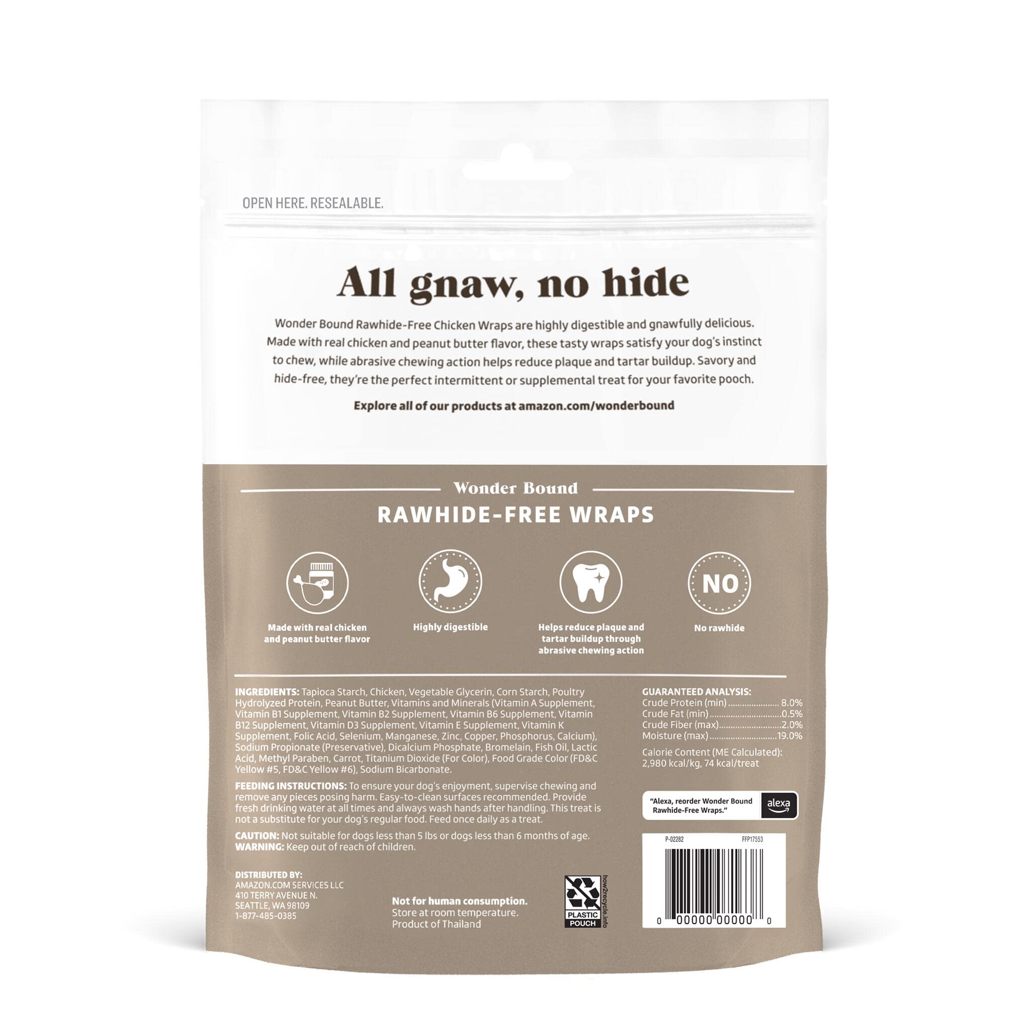 Wonder Bound Chicken Wrapped Medium Sticks, Peanut Butter Flavor - 8 Count - Rawhide-Free Dog Treats, Dental Health Chews for Pl