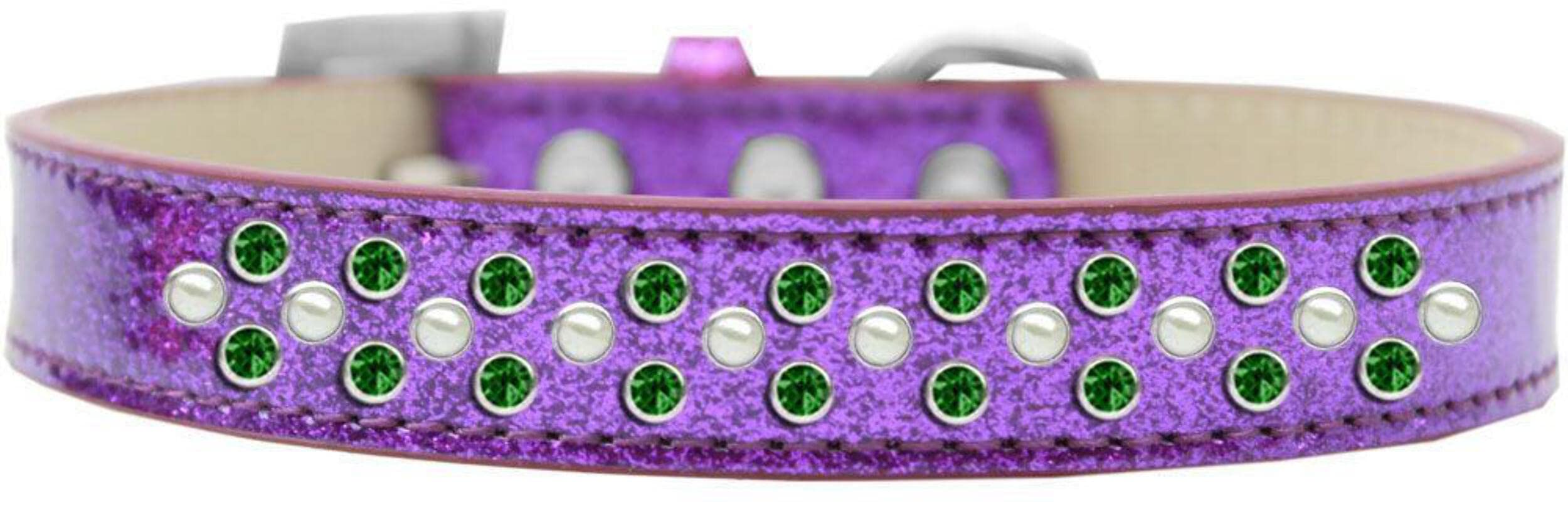 Mirage Pet Products Sprinkles Ice Cream Dog Collar with Pearl and Emerald Green Crystals, Size 18, Pink