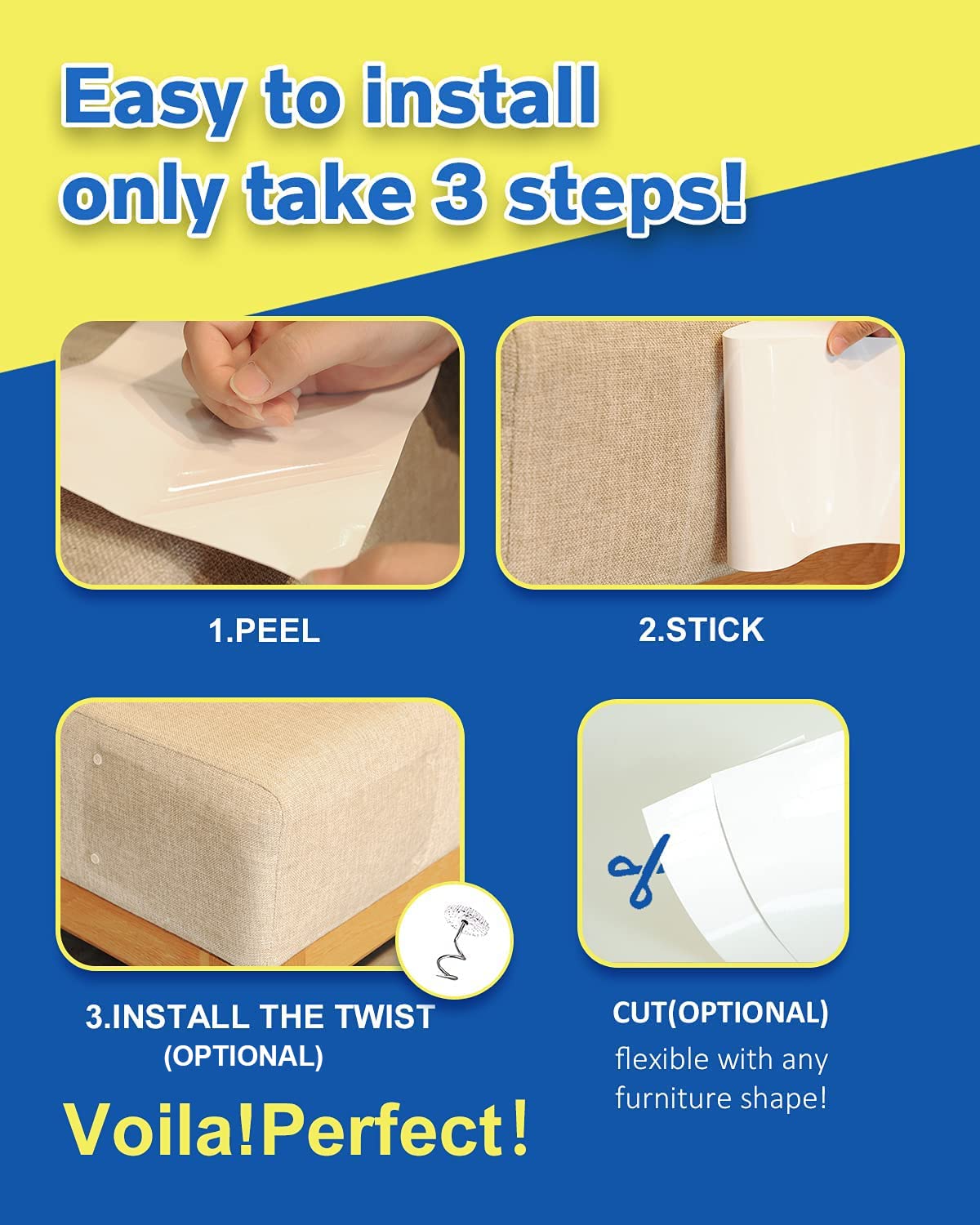 10 Pcs Cat Scratch Furniture Protector- Specially Designed For Leather Furniture, Couch Protector Cat Scratching Deterrent Stron