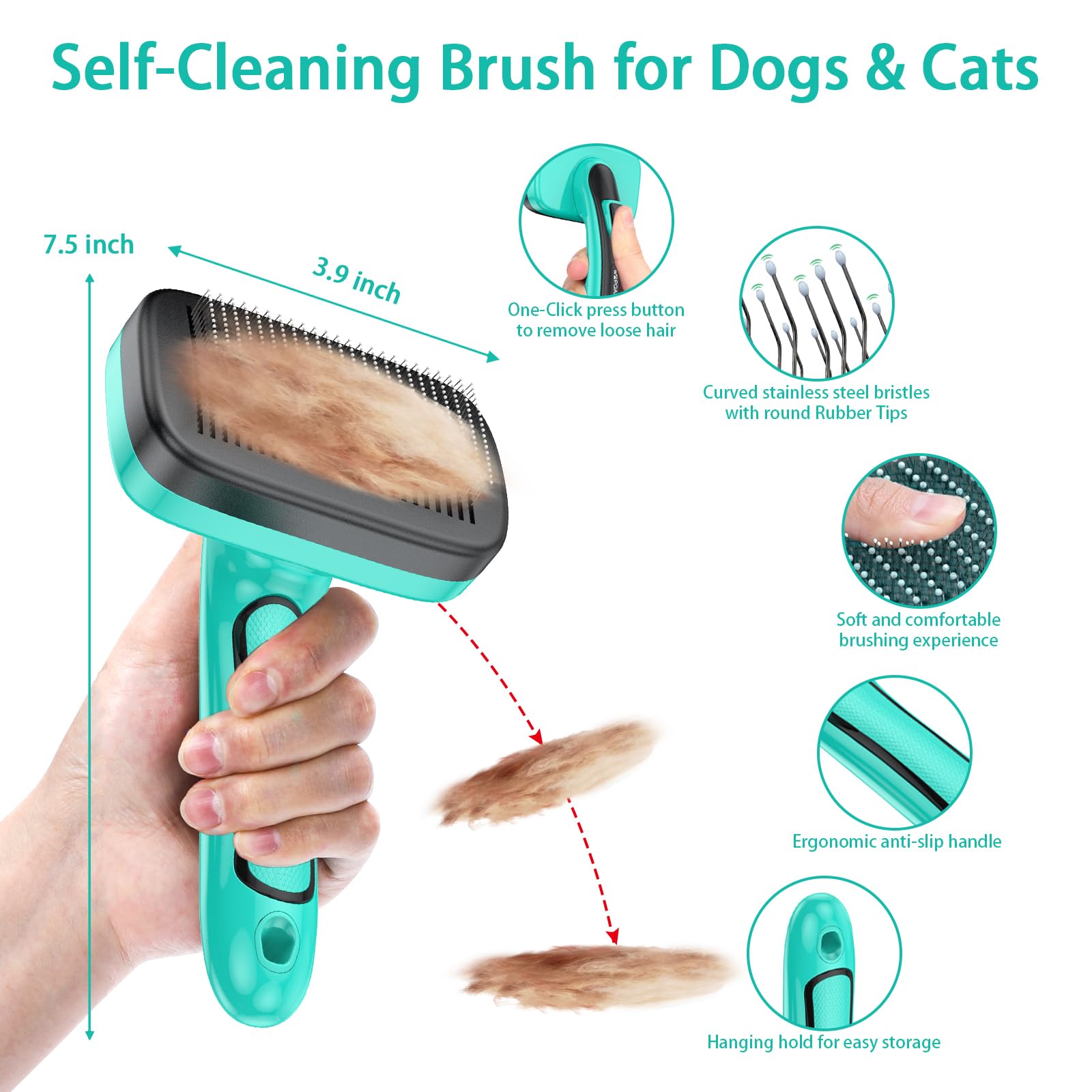 Wopqaem Dog Brush For Shedding Short Long Haired Cats, 5 In 1 Pet Grooming Kit For Small Medium & Large Animals. Removes Loose F