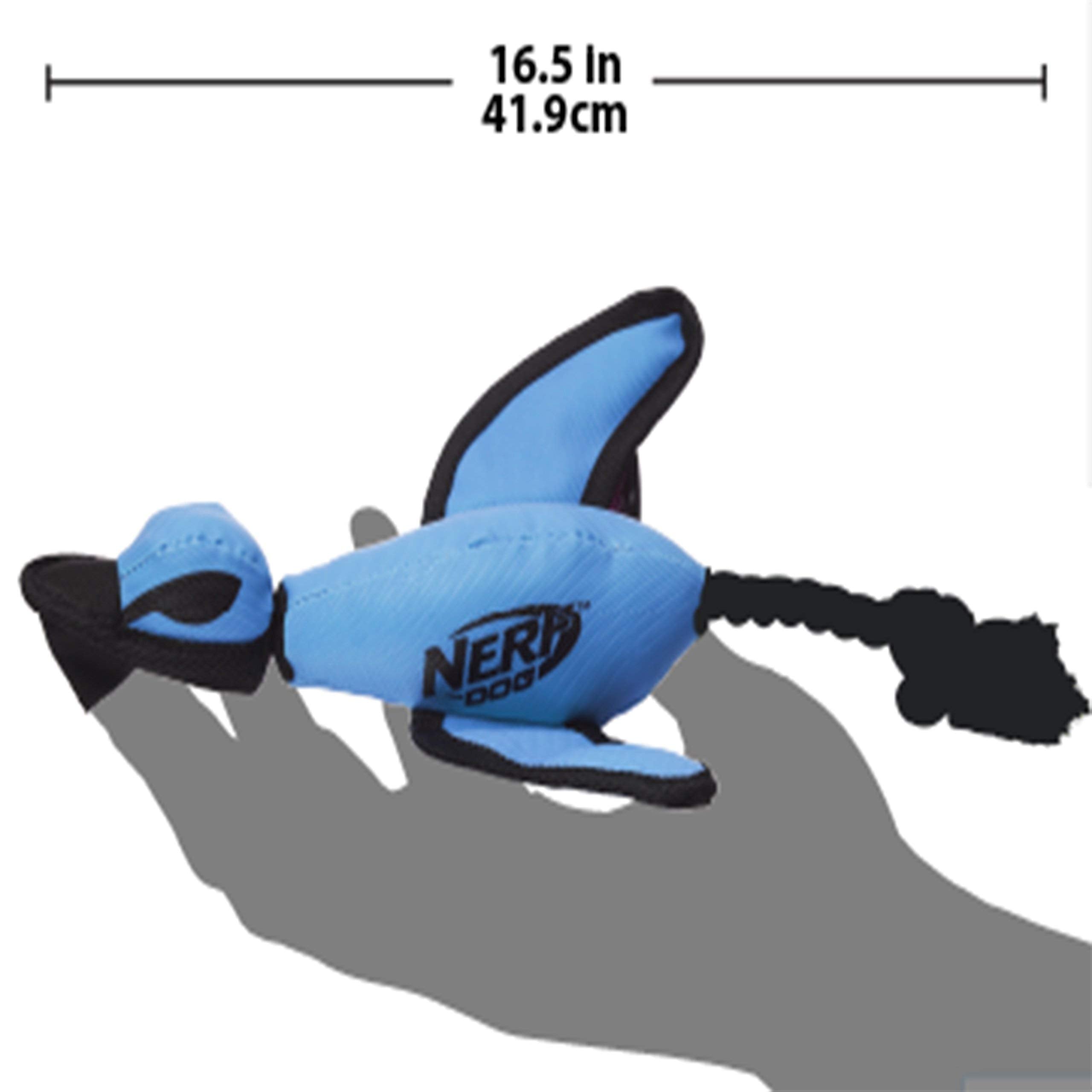 Nerf Dog Large Nylon Launching Duck With Interactive Design, Blue (3473), For All Breed Sizes
