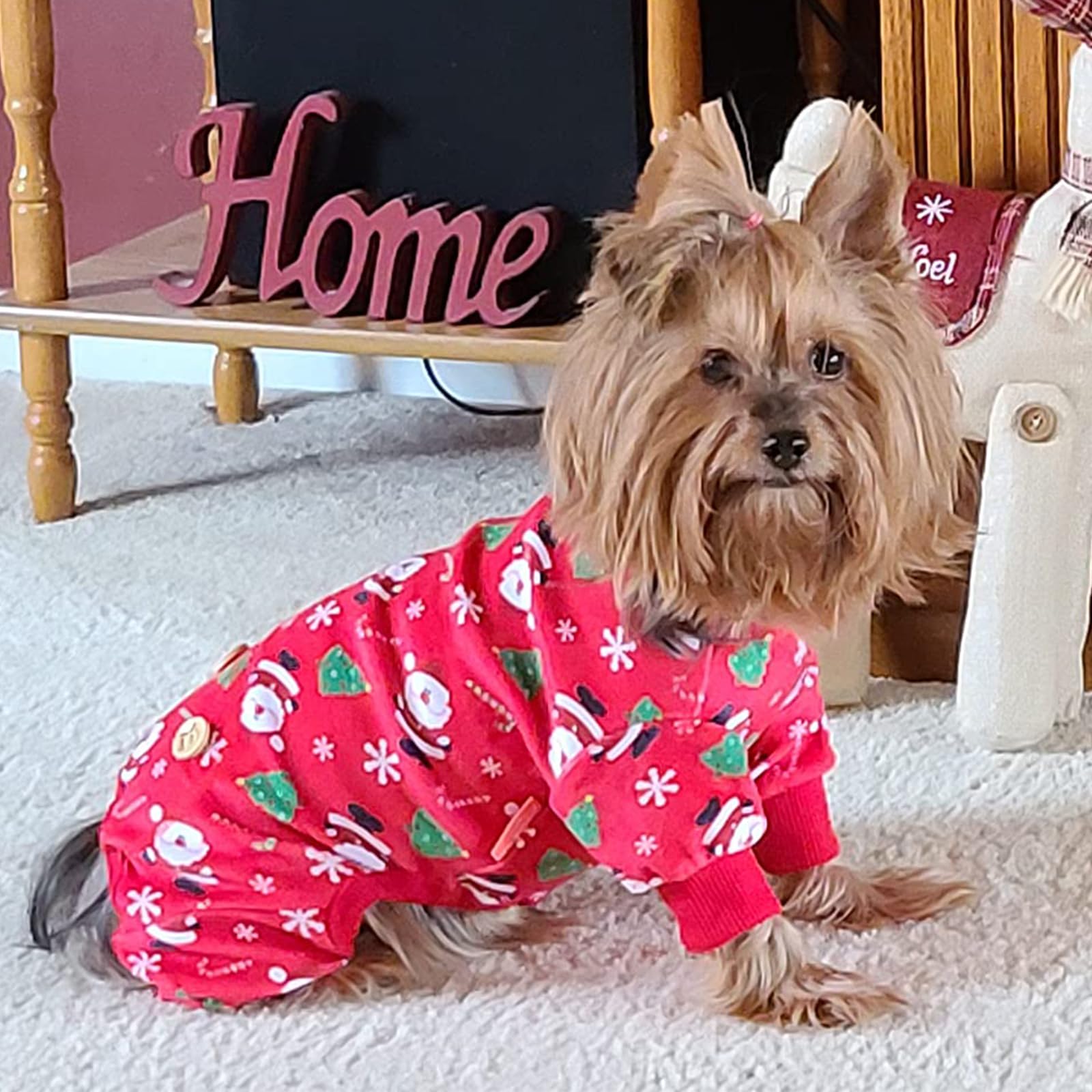 Kyeese Christmas Dog Pajamas Santa Claus Dog Pjs For Small Dogs Holiday Dogs Onesie Cat Pajamas Pet Christmas Outfit