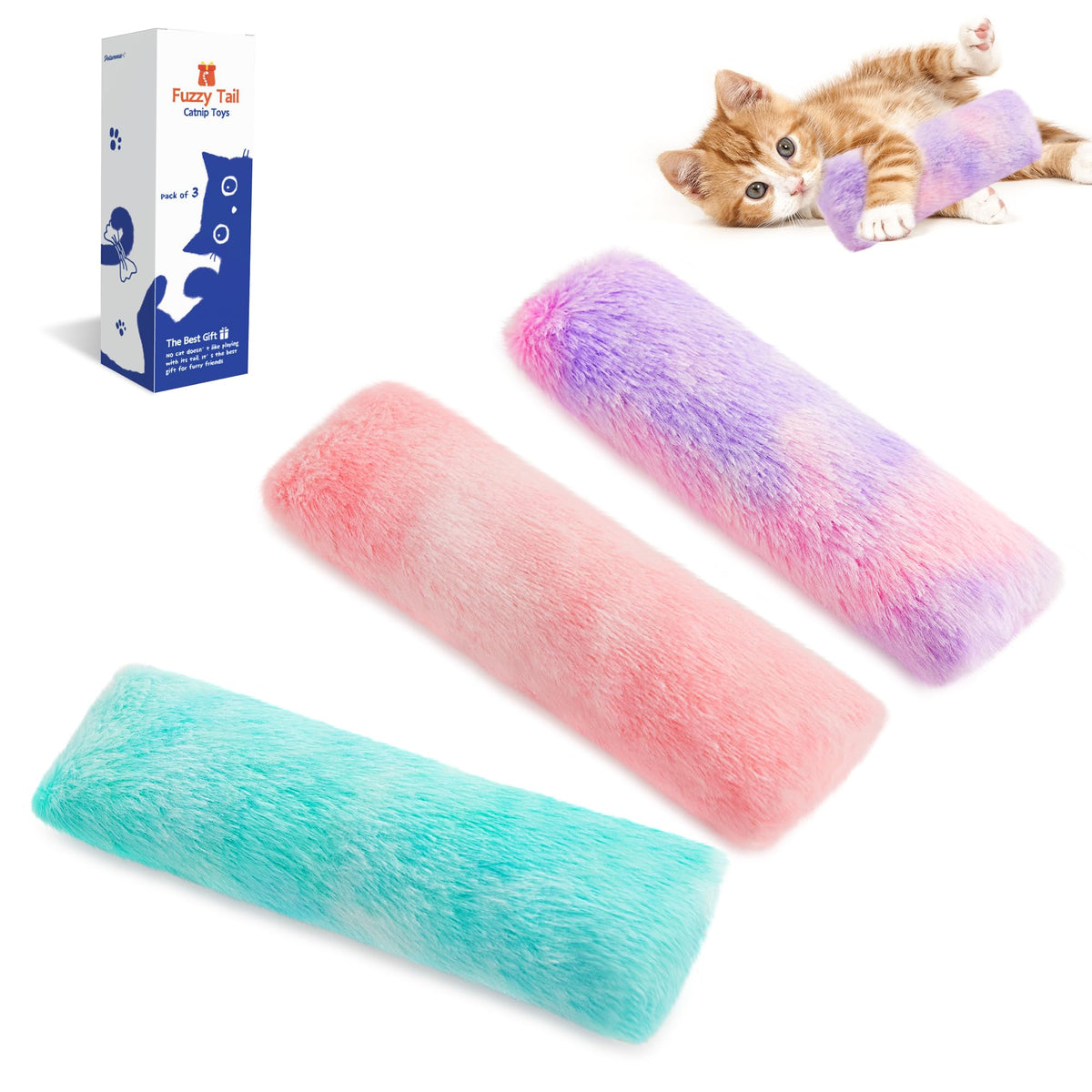 Potaroma Cat Toys Pillows, 3 Pcs, Soft And Durable Cat Crinkle Sound With Catnip Inside, Interactive Indoor Kitten Kicker, Promotes Kitty Exercise