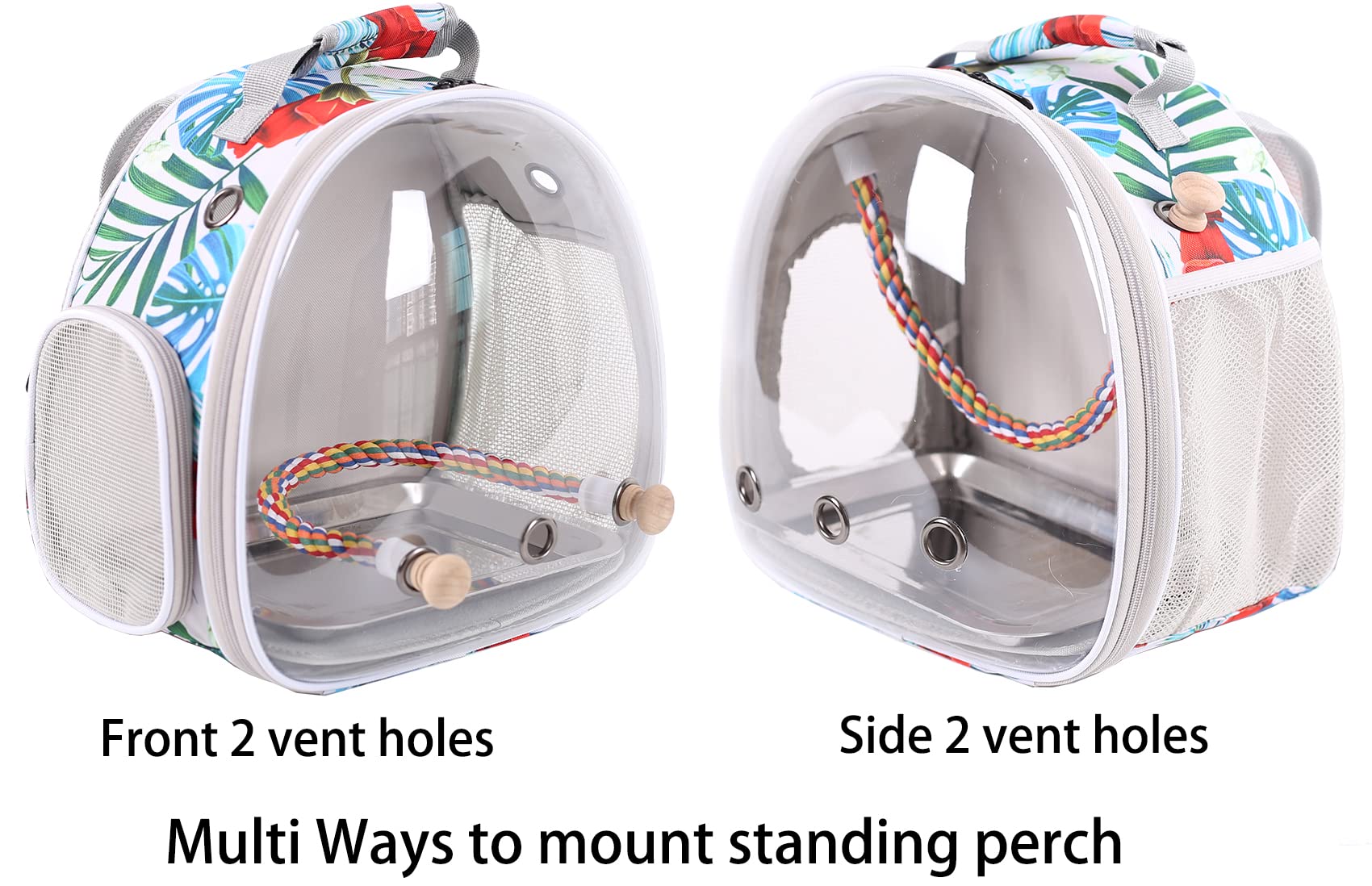 Orizzp Bird Carrier Backpack With Rope Perch, Portable Bird Travel Carrier Backpack (Multi-Colored, Bird Carrier)