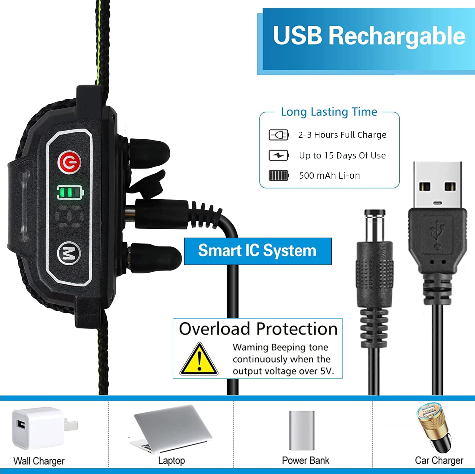 Dog Bark Collar- Rechargeable Bark Collar- Humane, Optional No Shock Barking Collar- With Vibration & Beep- Bark Collar For Small, Medium & Large Dogs- Anti Barking Collar (Orange)